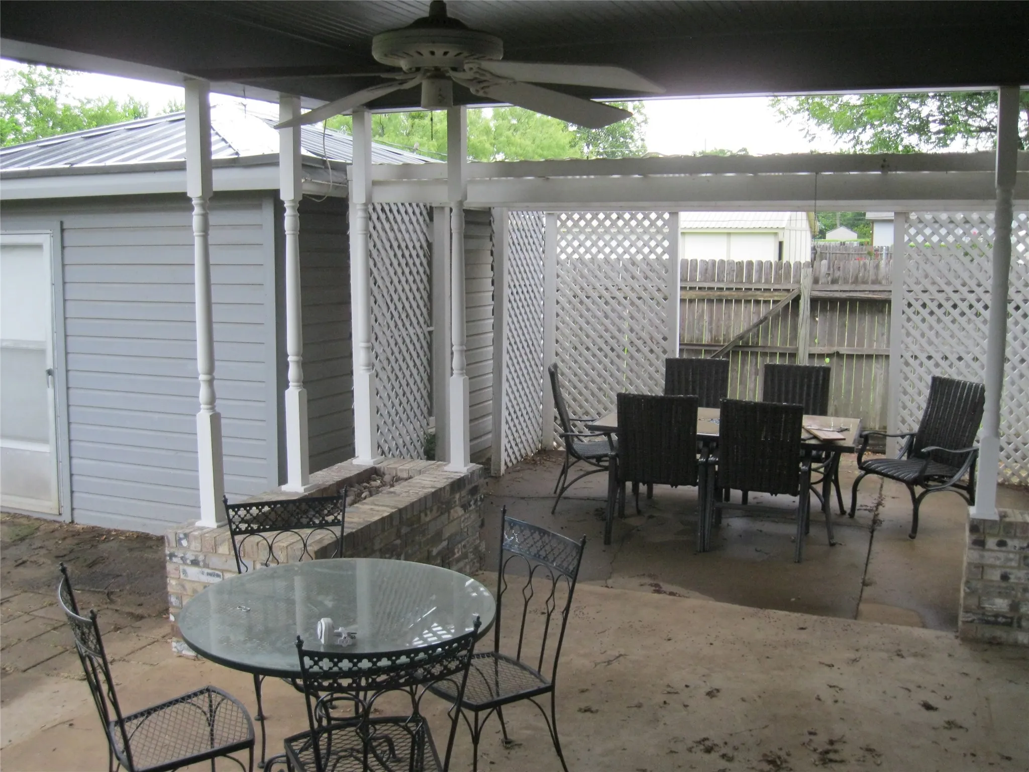 View of patio / terrace with outdoor dining space and ceiling fan