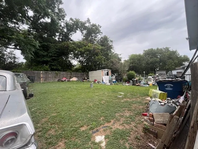 View of yard with a shed