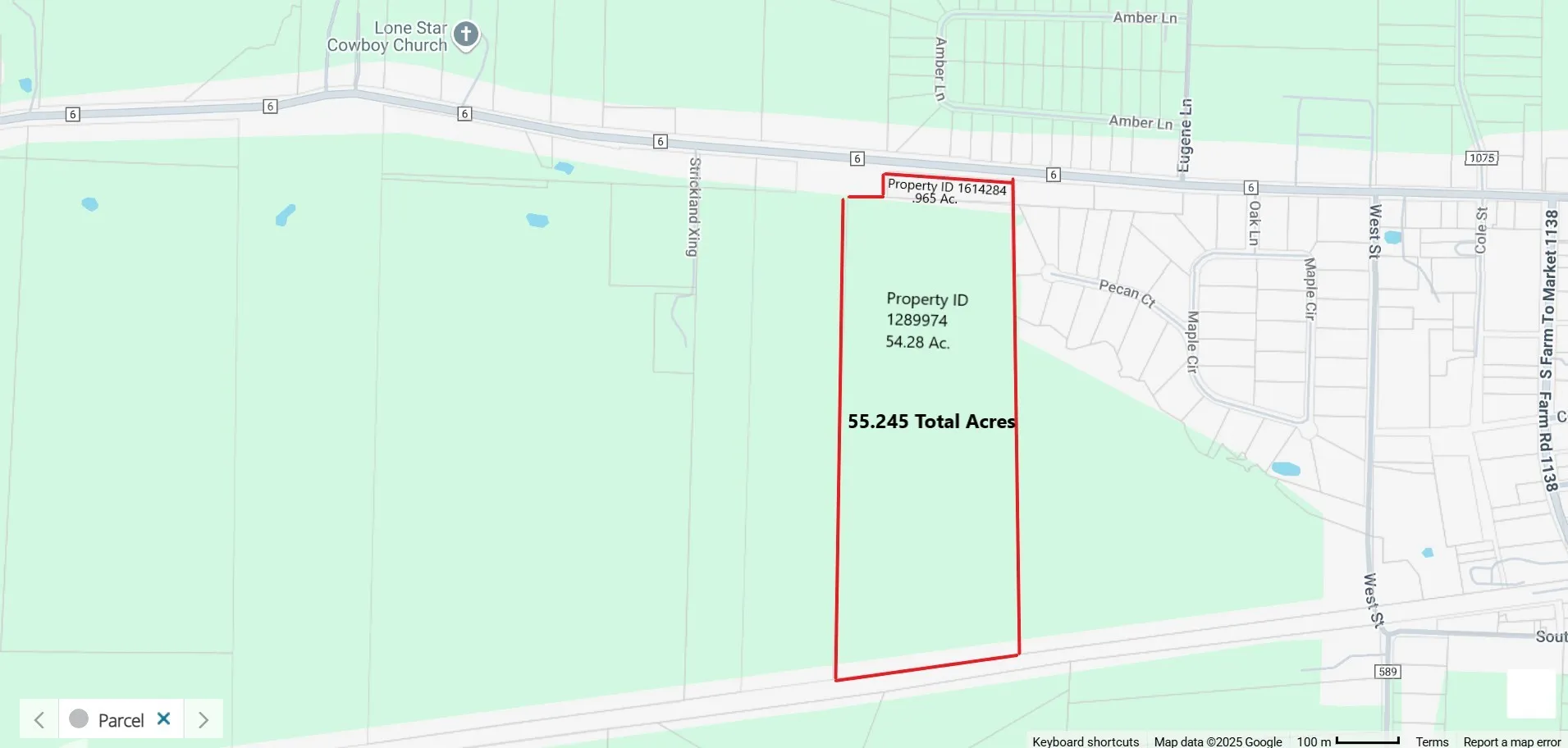 Map showing property parcels