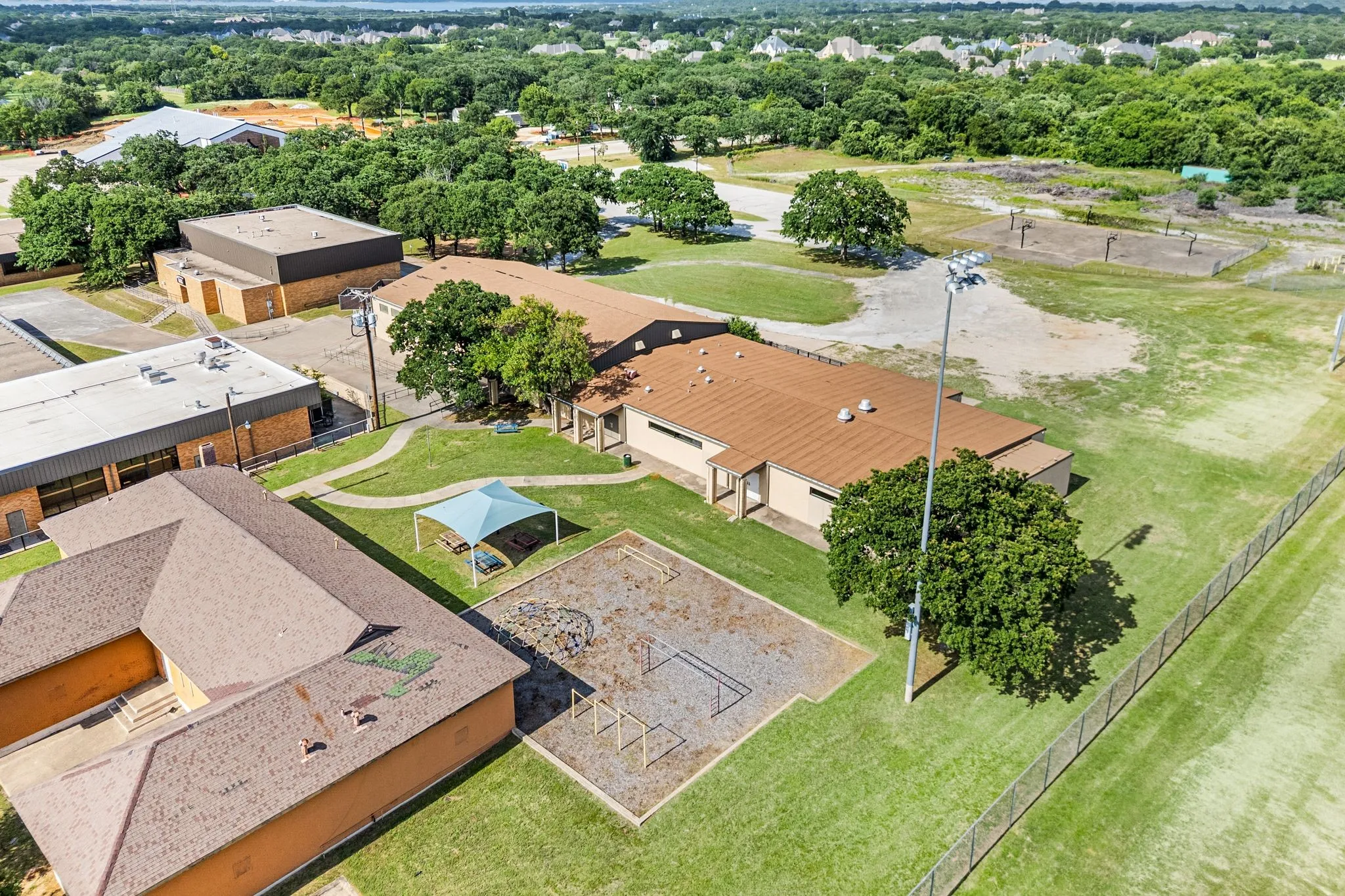 Aerial perspective of suburban area
