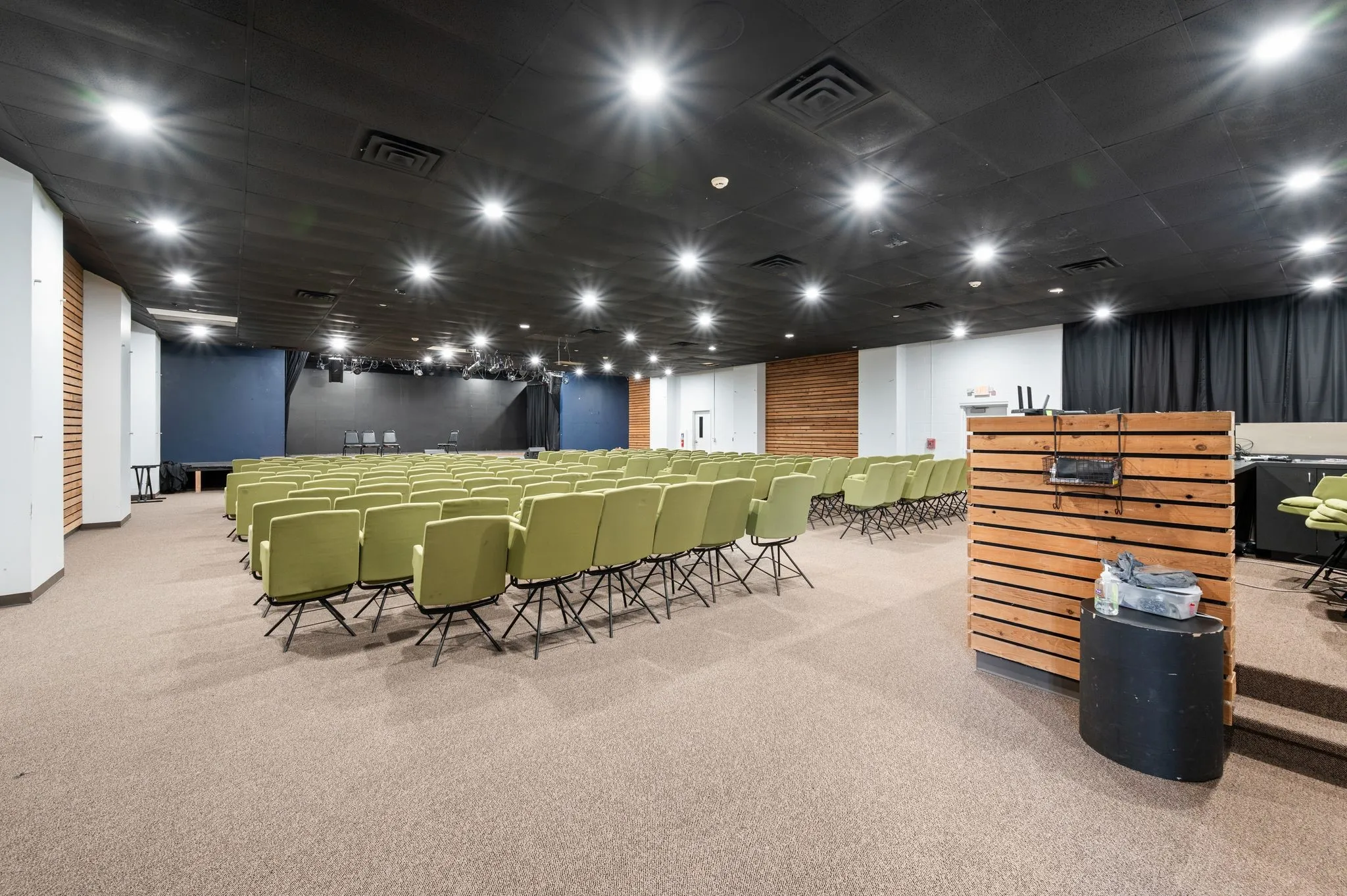 View of carpeted home theater