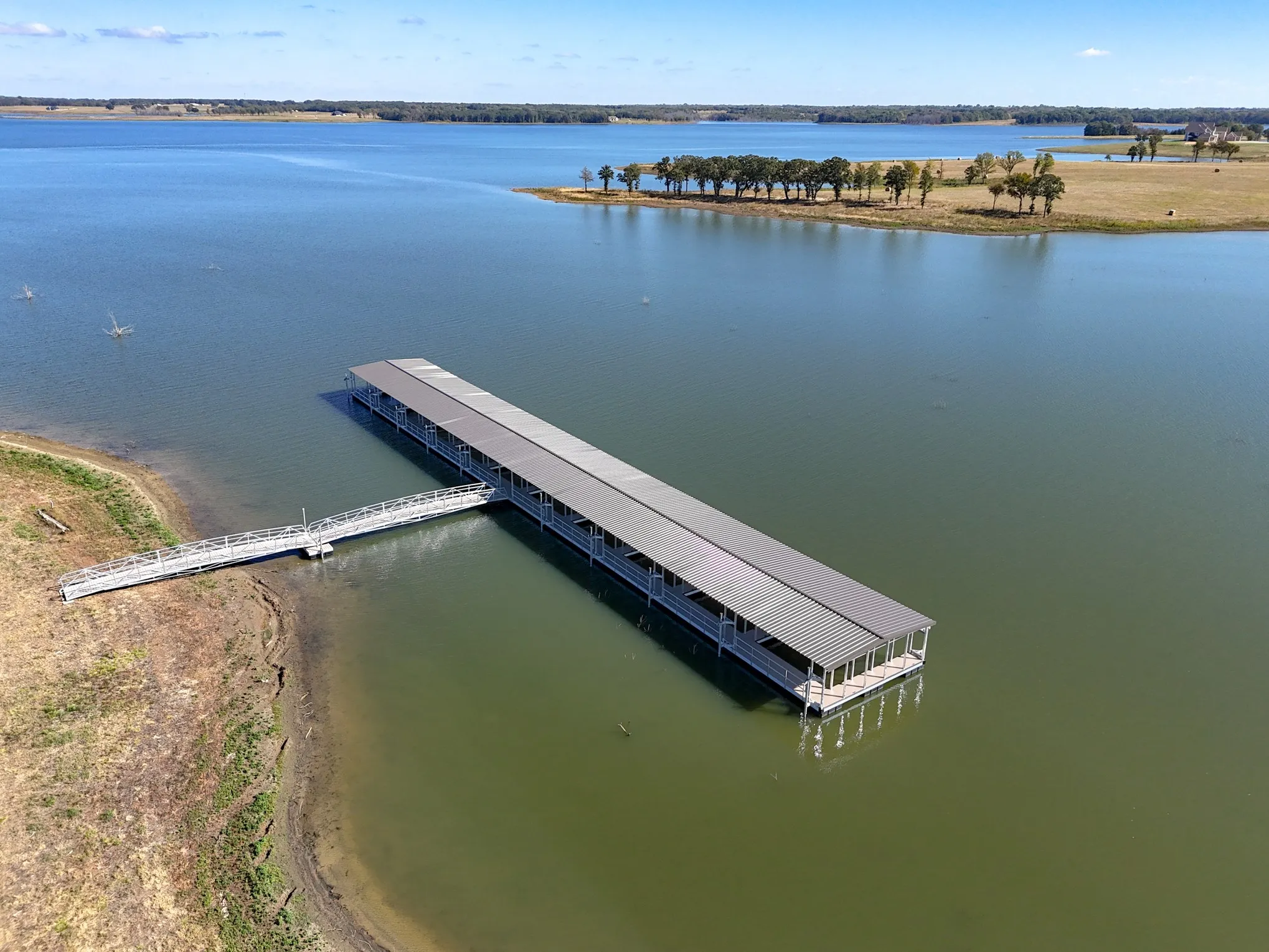 Bird's eye view of a nearby body of water