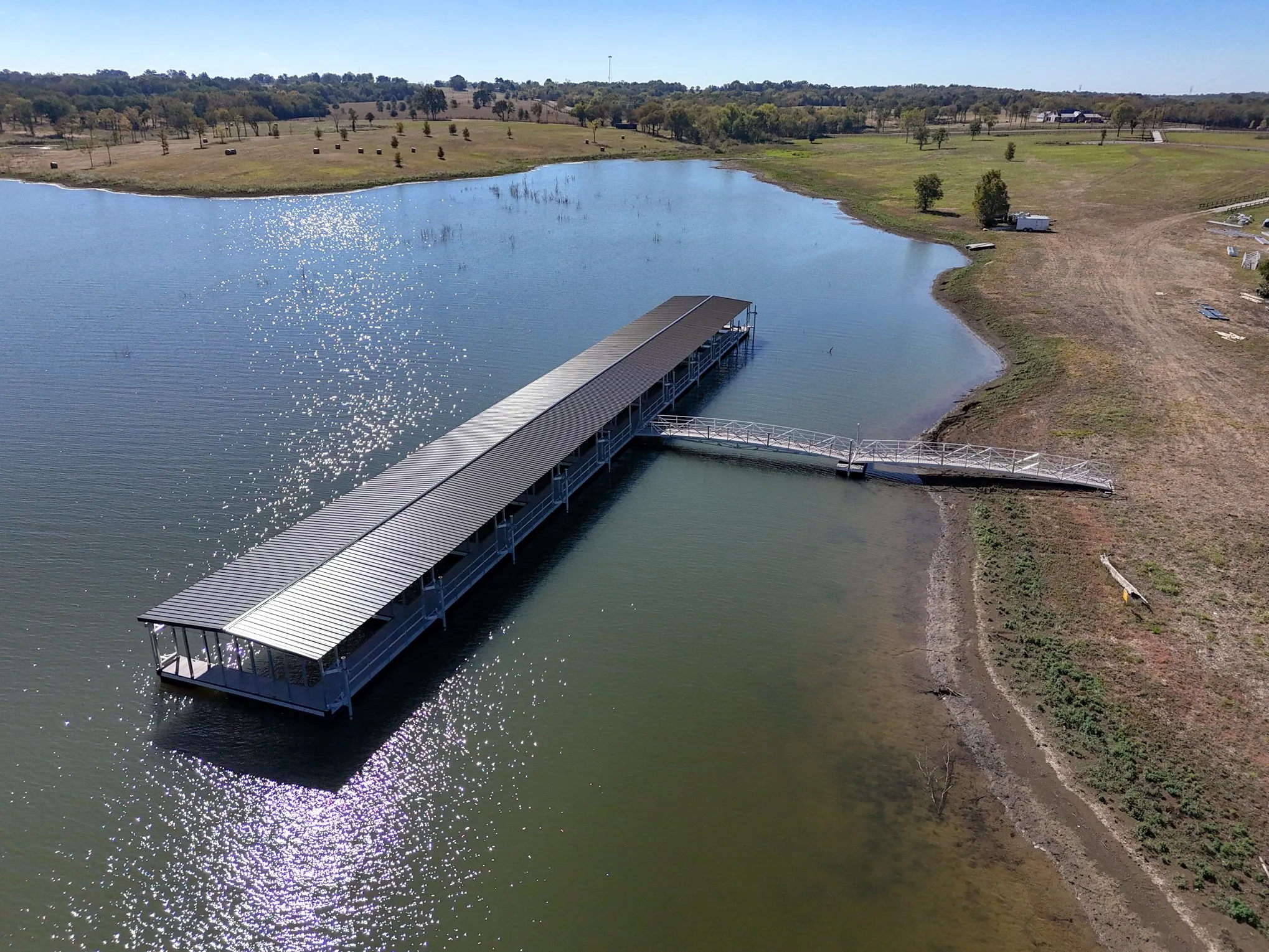 Aerial view of a large body of water