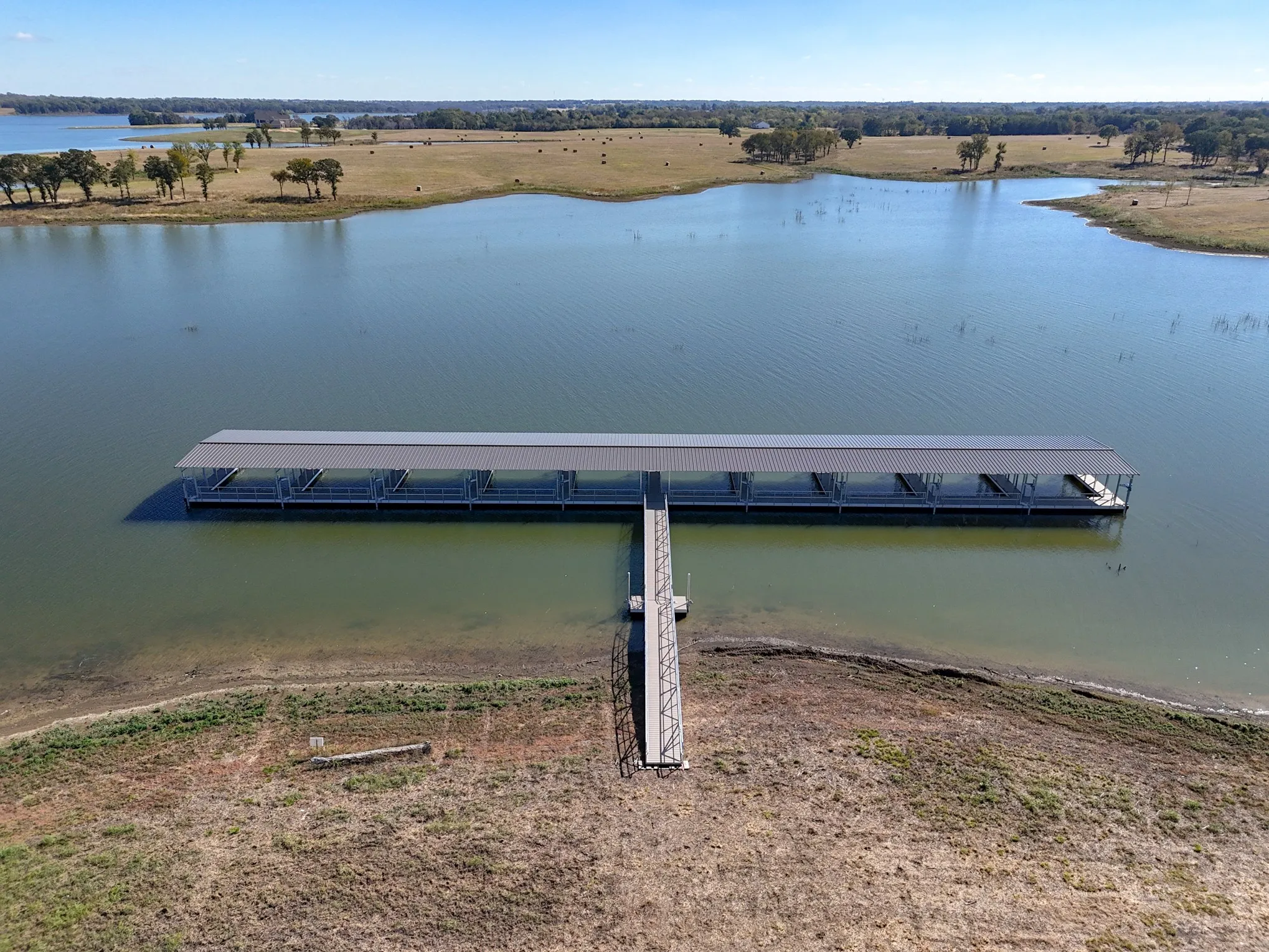 Aerial view of a large body of water