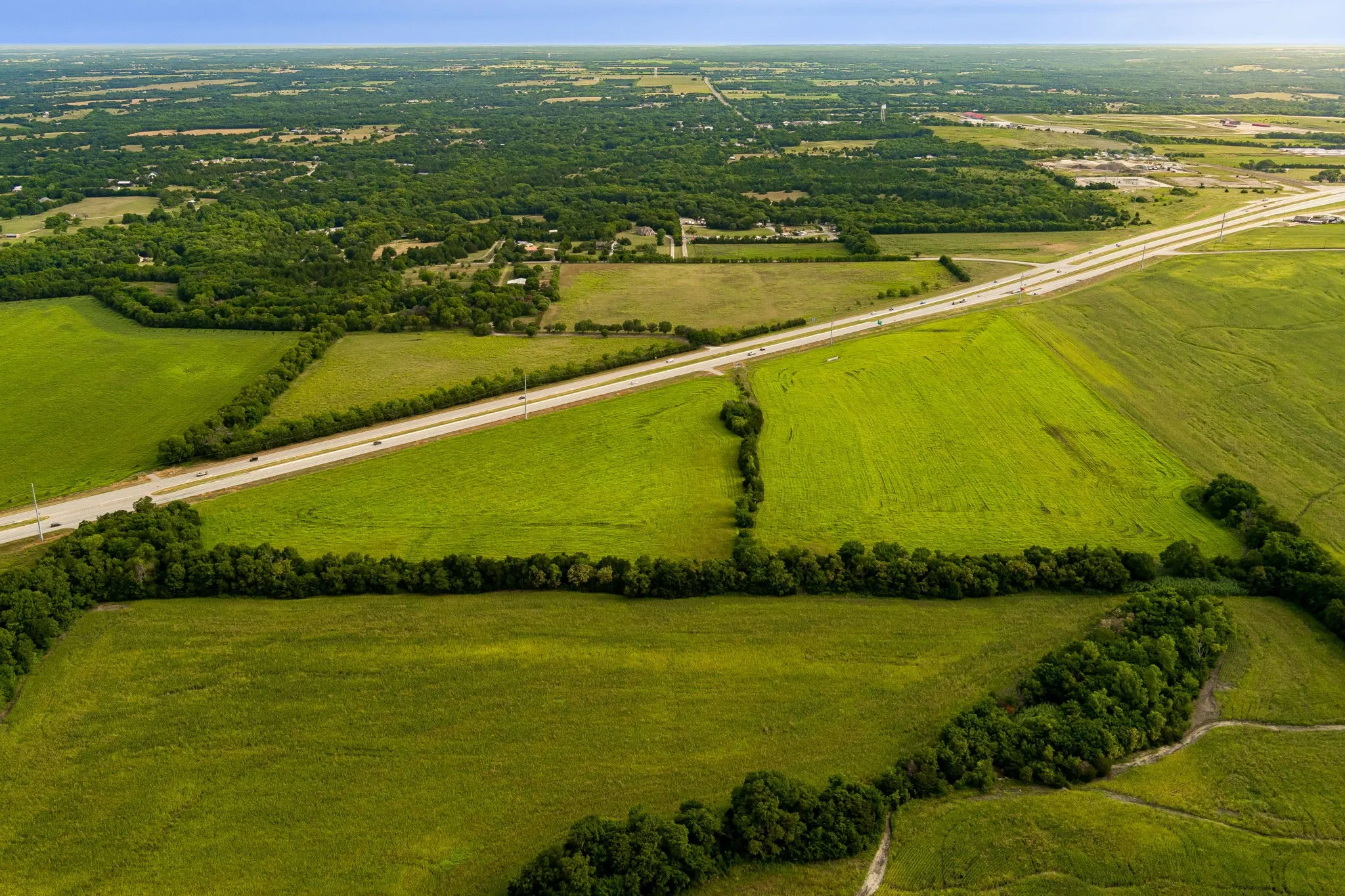 Aerial view of sparsely populated area