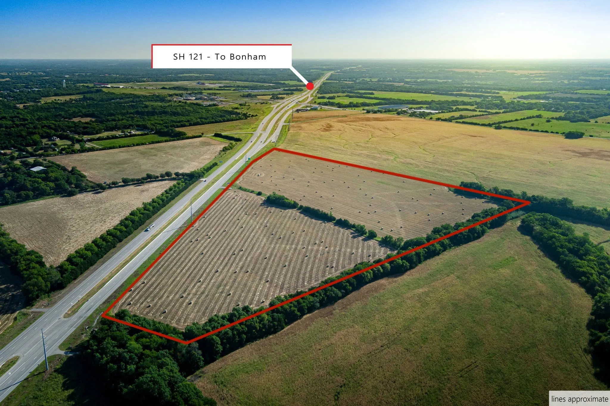Overview of rural landscape with property parcel outlined