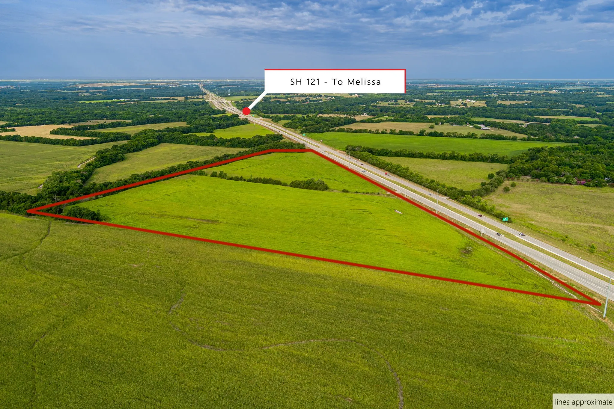 View of rural area featuring property parcel outlined and agricultural land