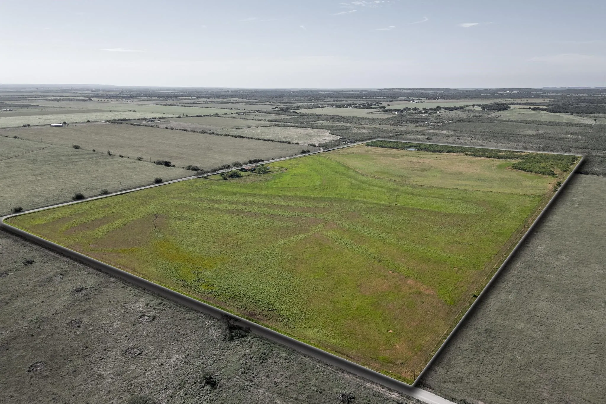 Aerial view of sparsely populated area