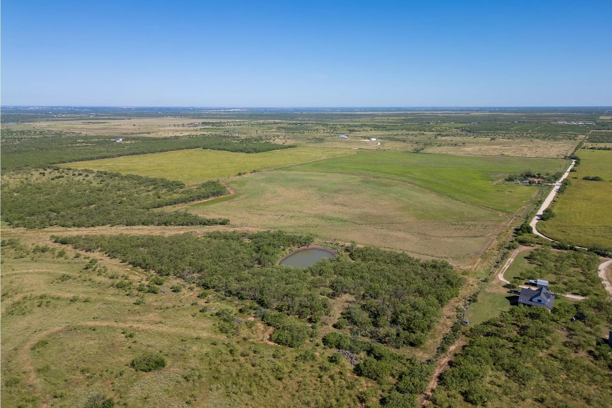 Aerial overview of property's location with rural landscape