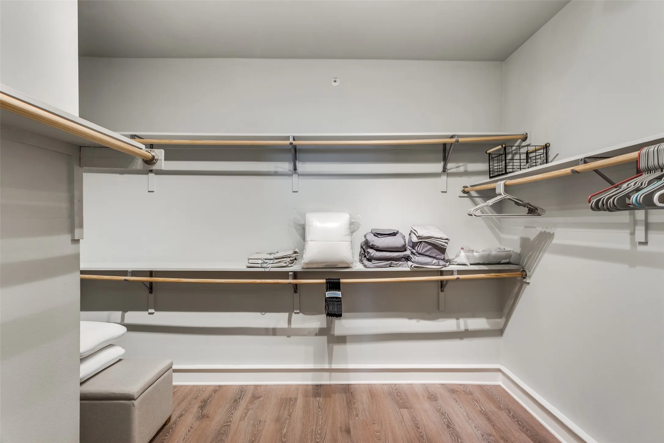 The incredible closet is approximately 12 feet wide and 8 feet long.