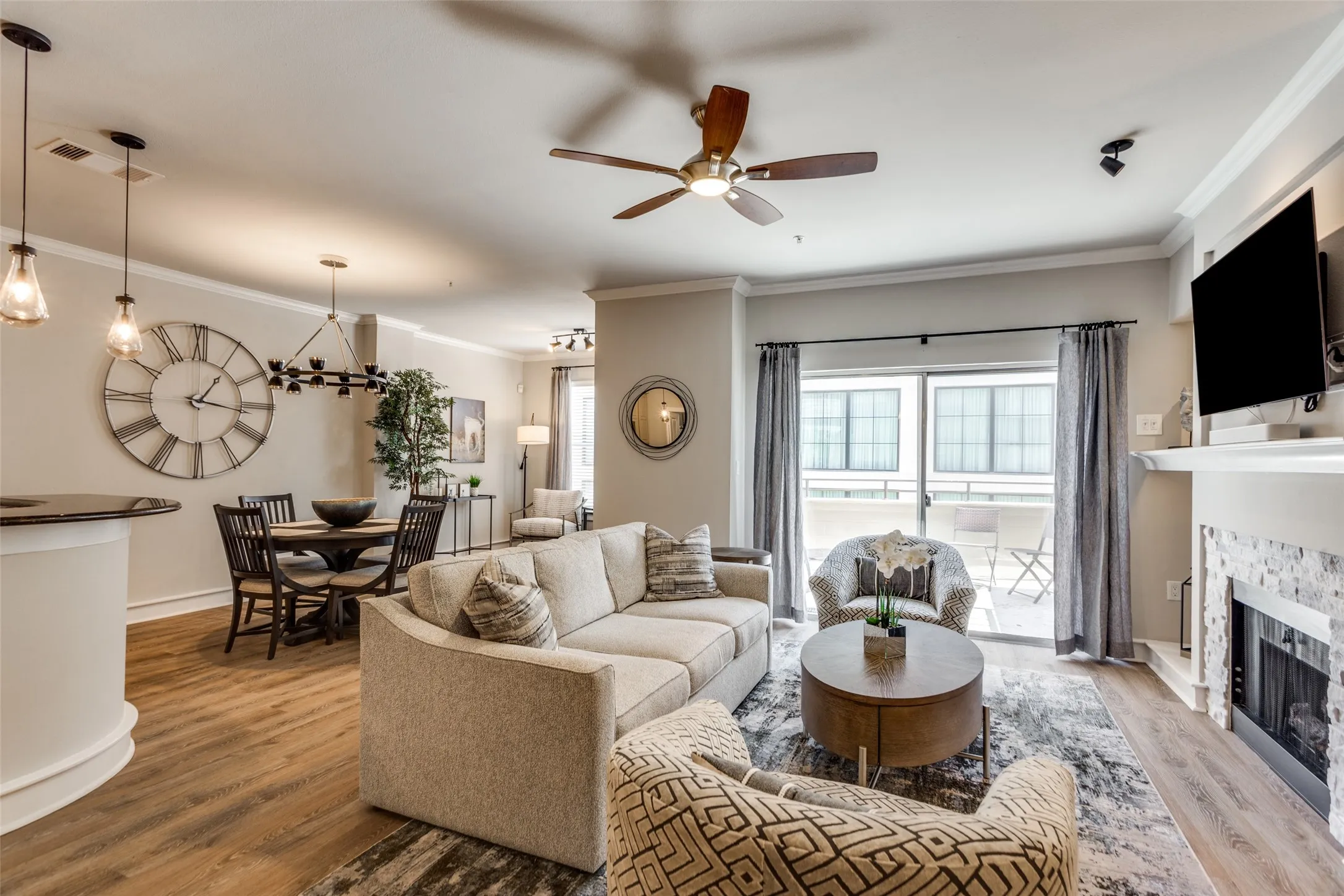 An open floor plan makes entertaining easy.