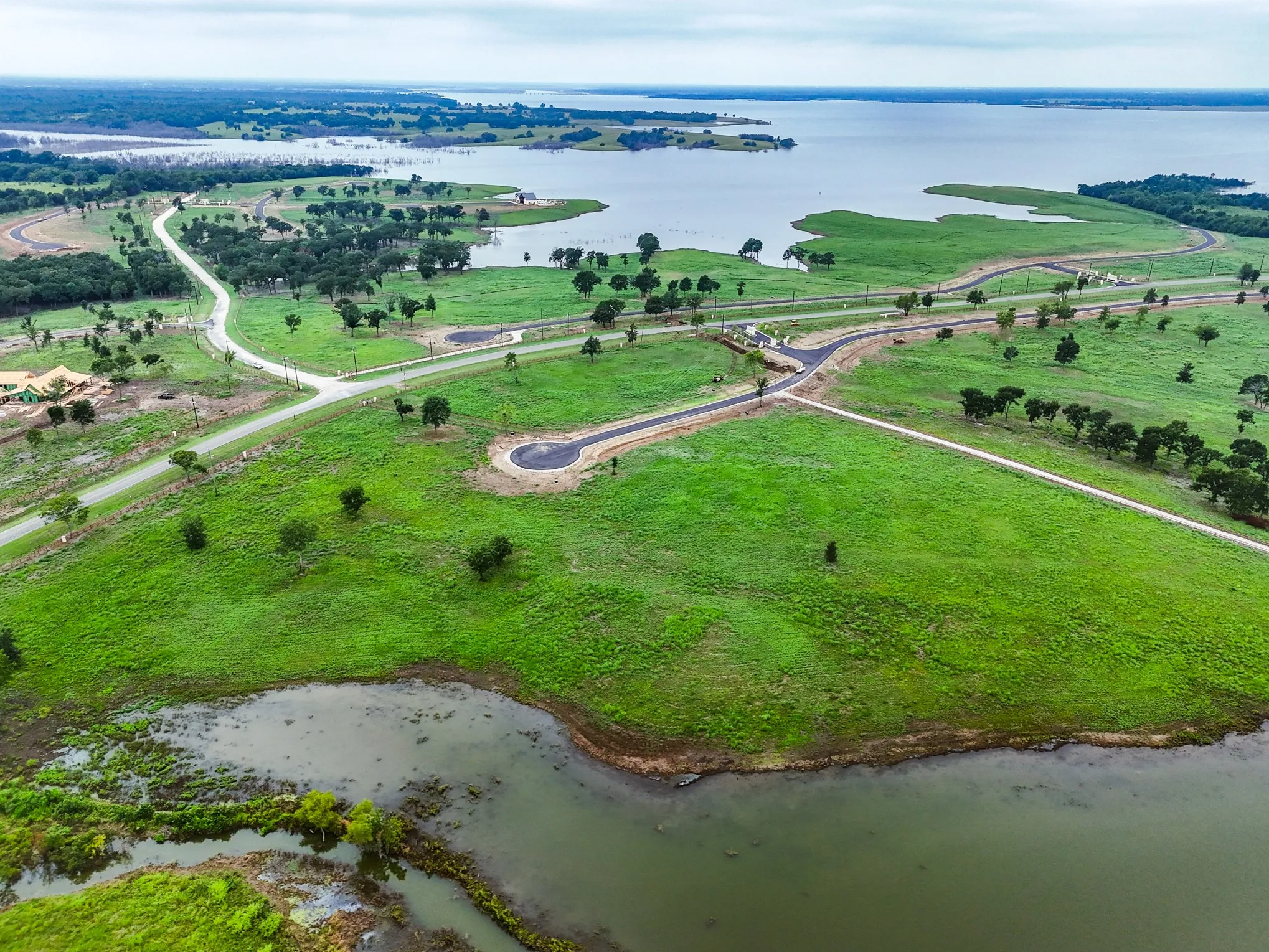 Drone / aerial view of a large body of water