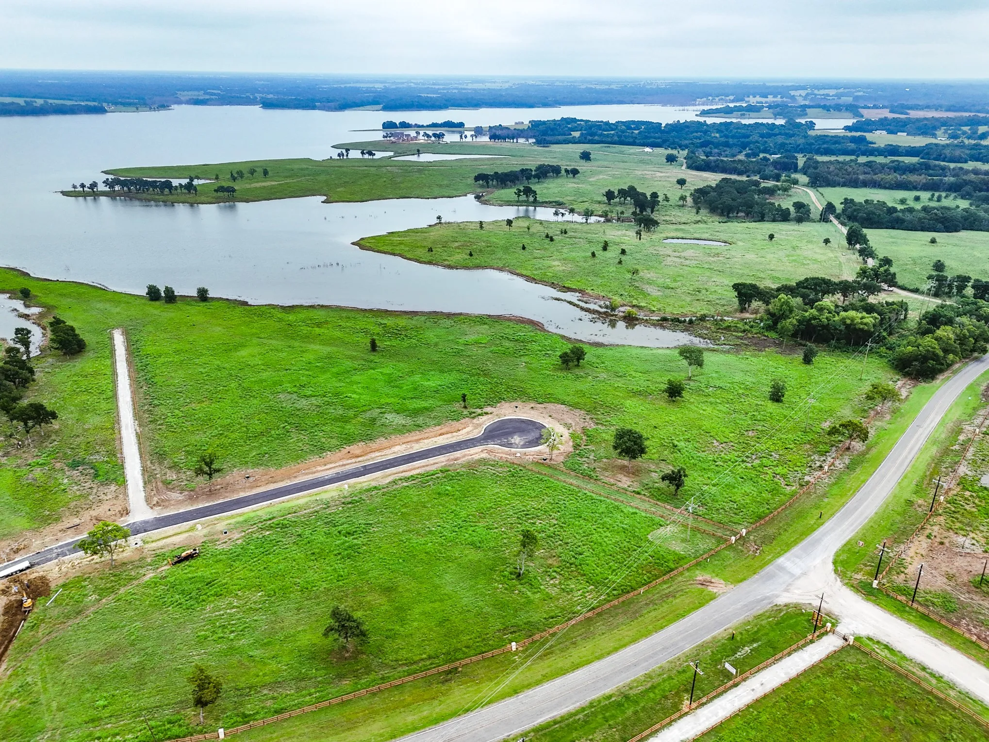 Overview of rural landscape with a large body of water