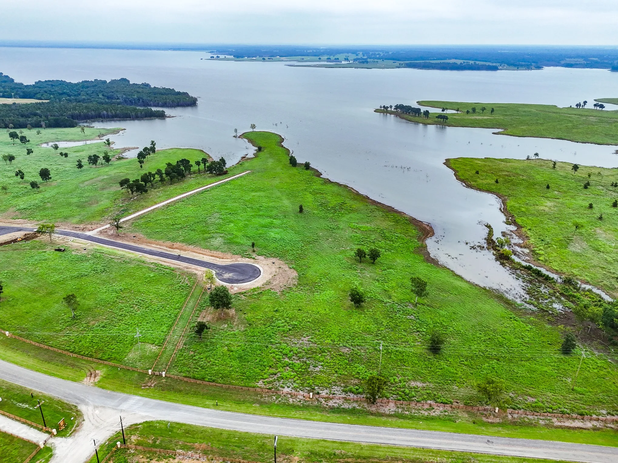 Drone / aerial view of a large body of water