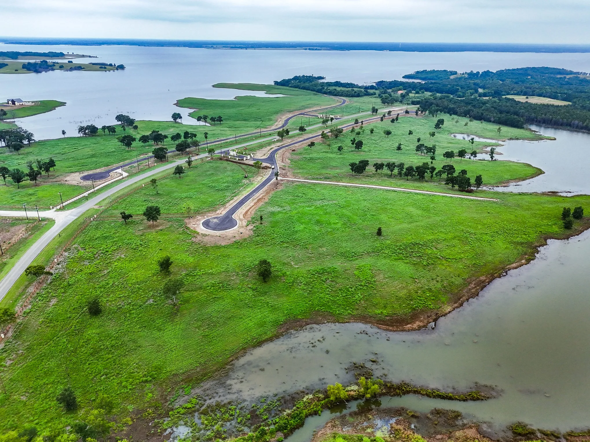 Drone / aerial view of a large body of water