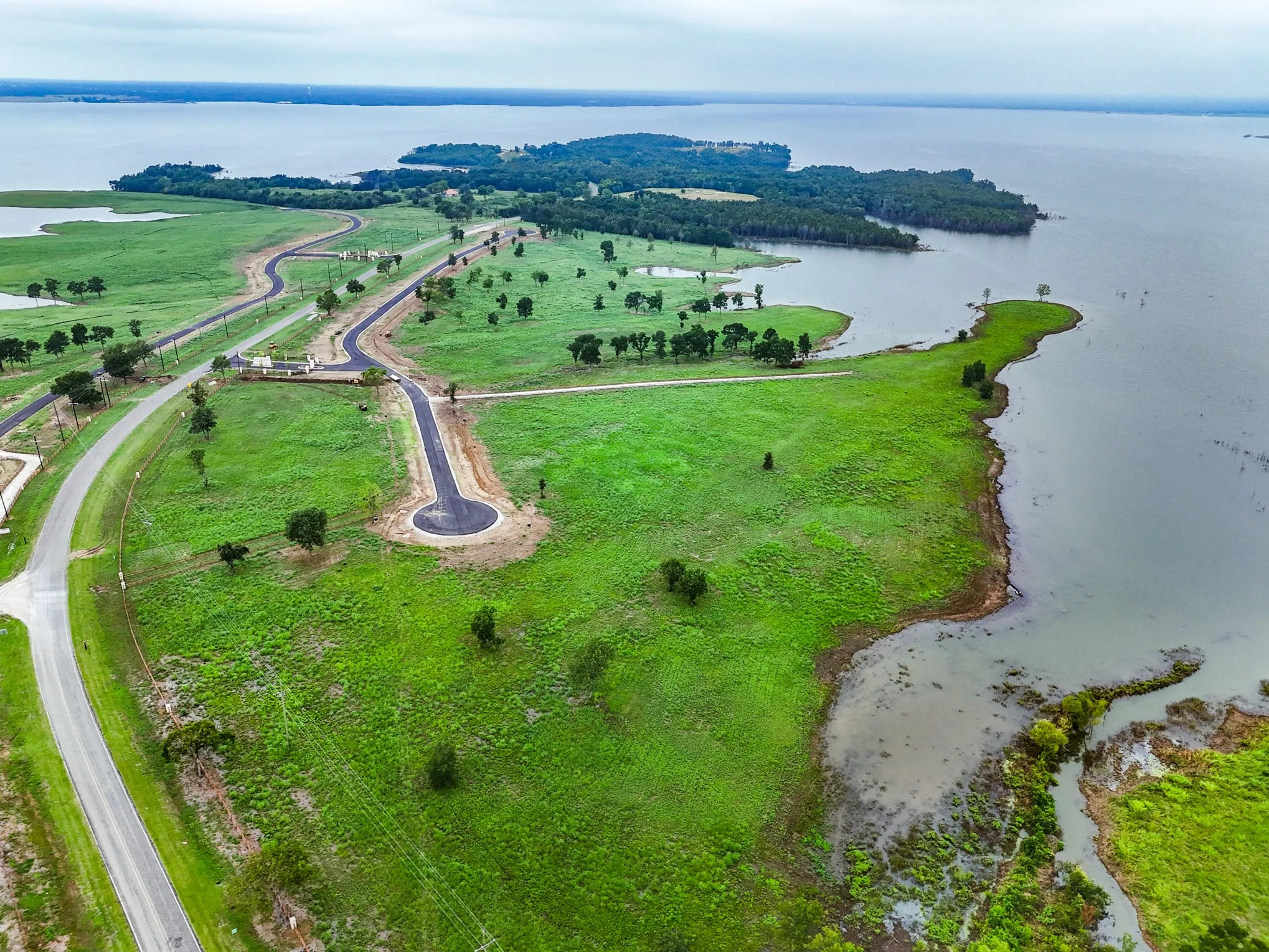 Aerial view of a large body of water