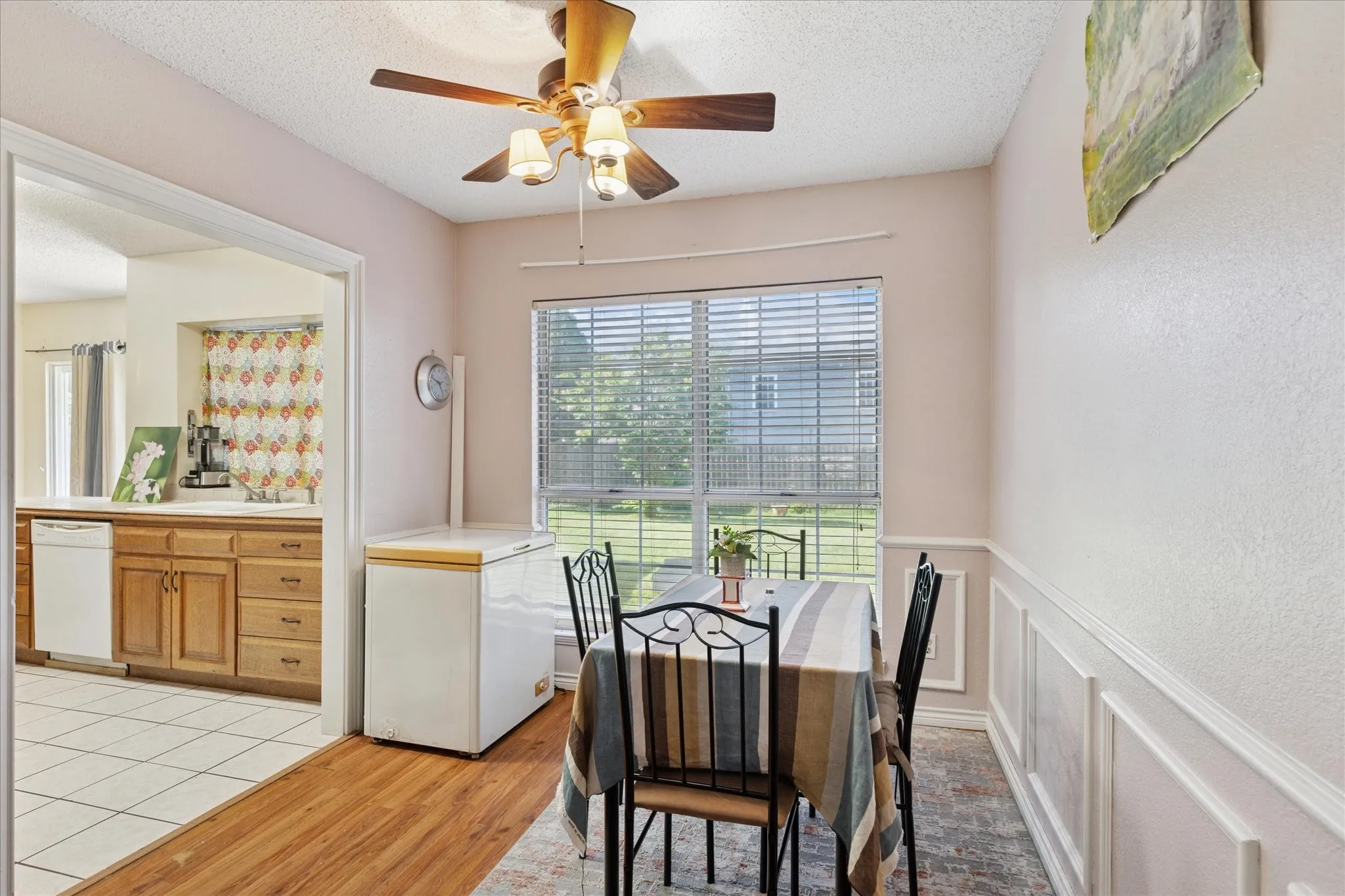 Dining room with waintscoting