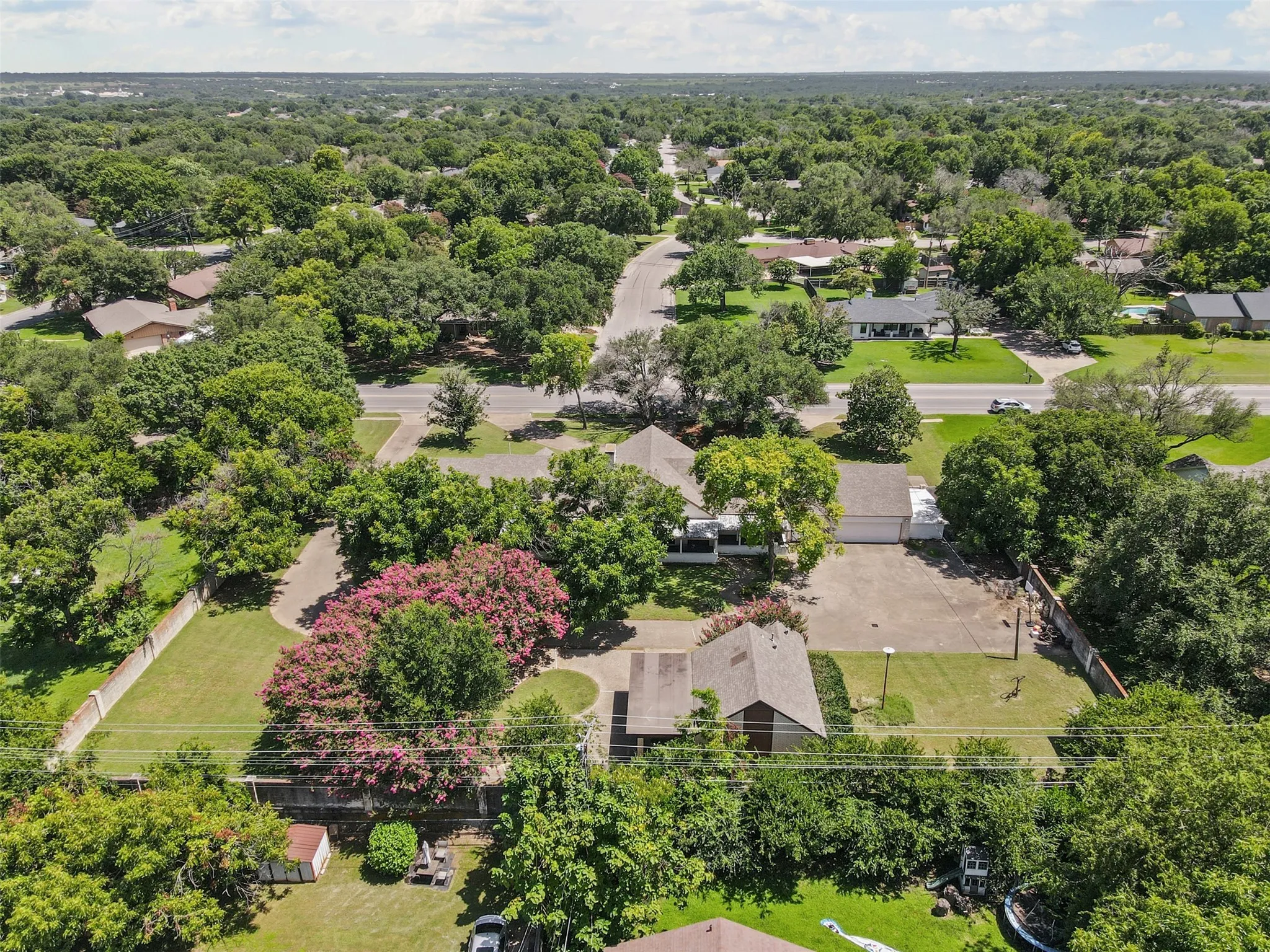 Aerial view of residential area