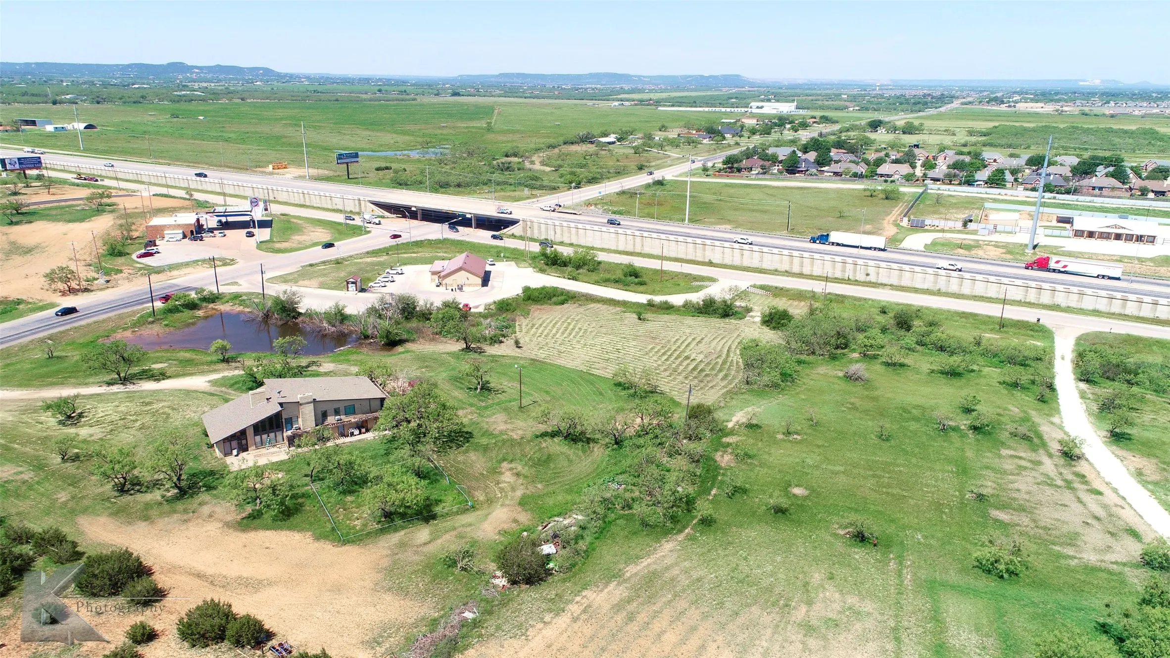 Aerial view of property's location with rural landscape