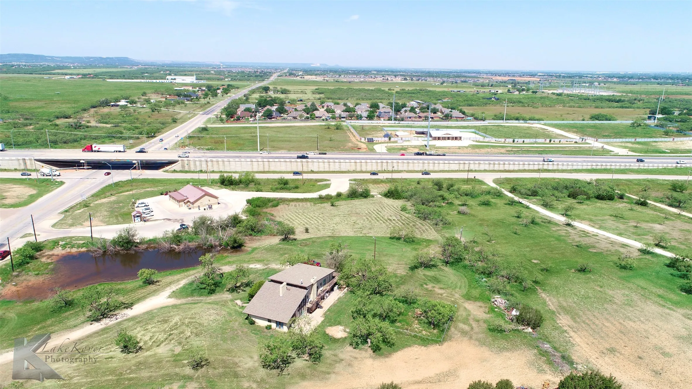 Aerial view of sparsely populated area