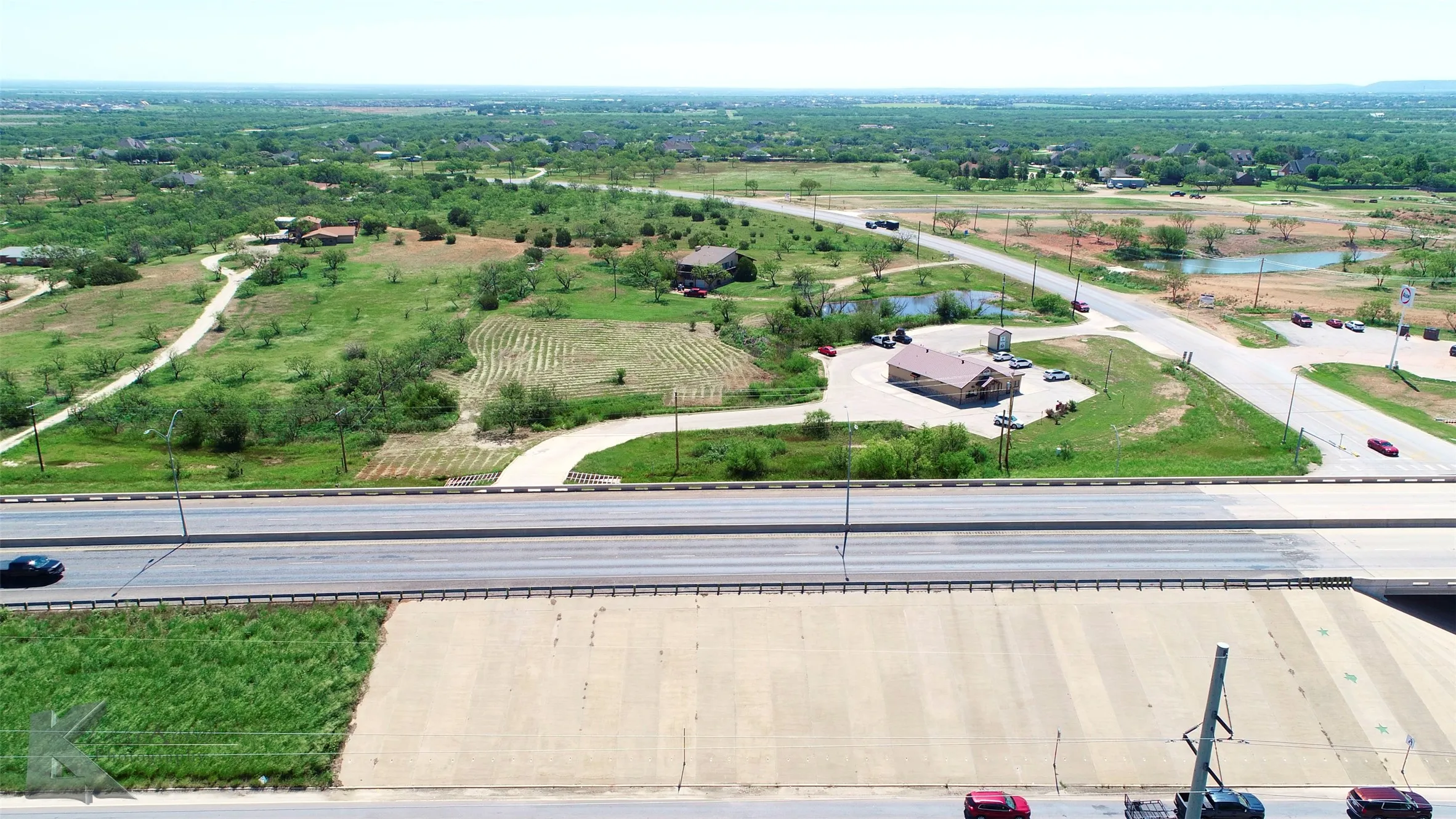 Drone / aerial view of a nearby body of water