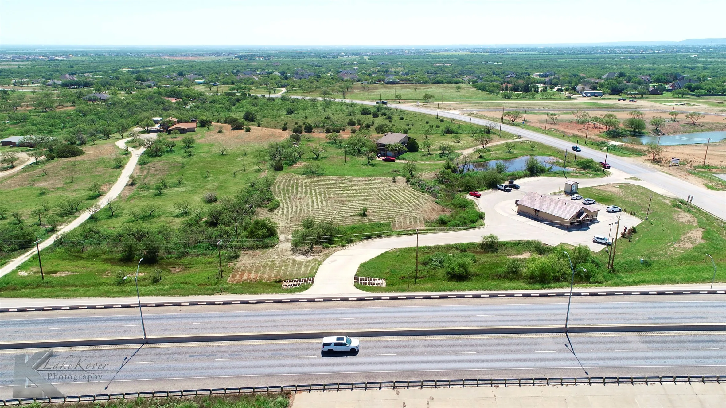 Drone / aerial view of a nearby body of water
