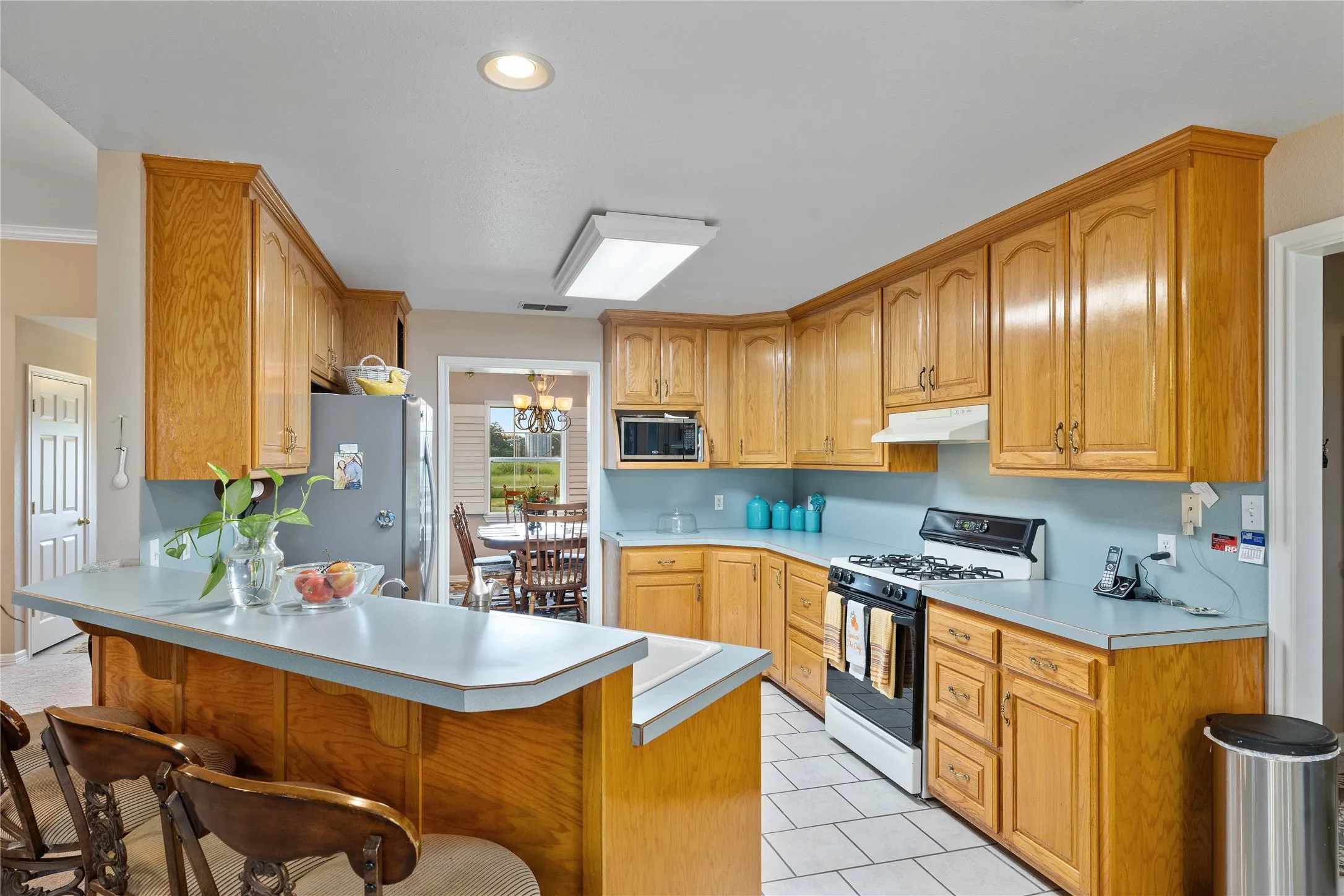 Counter with bar stools