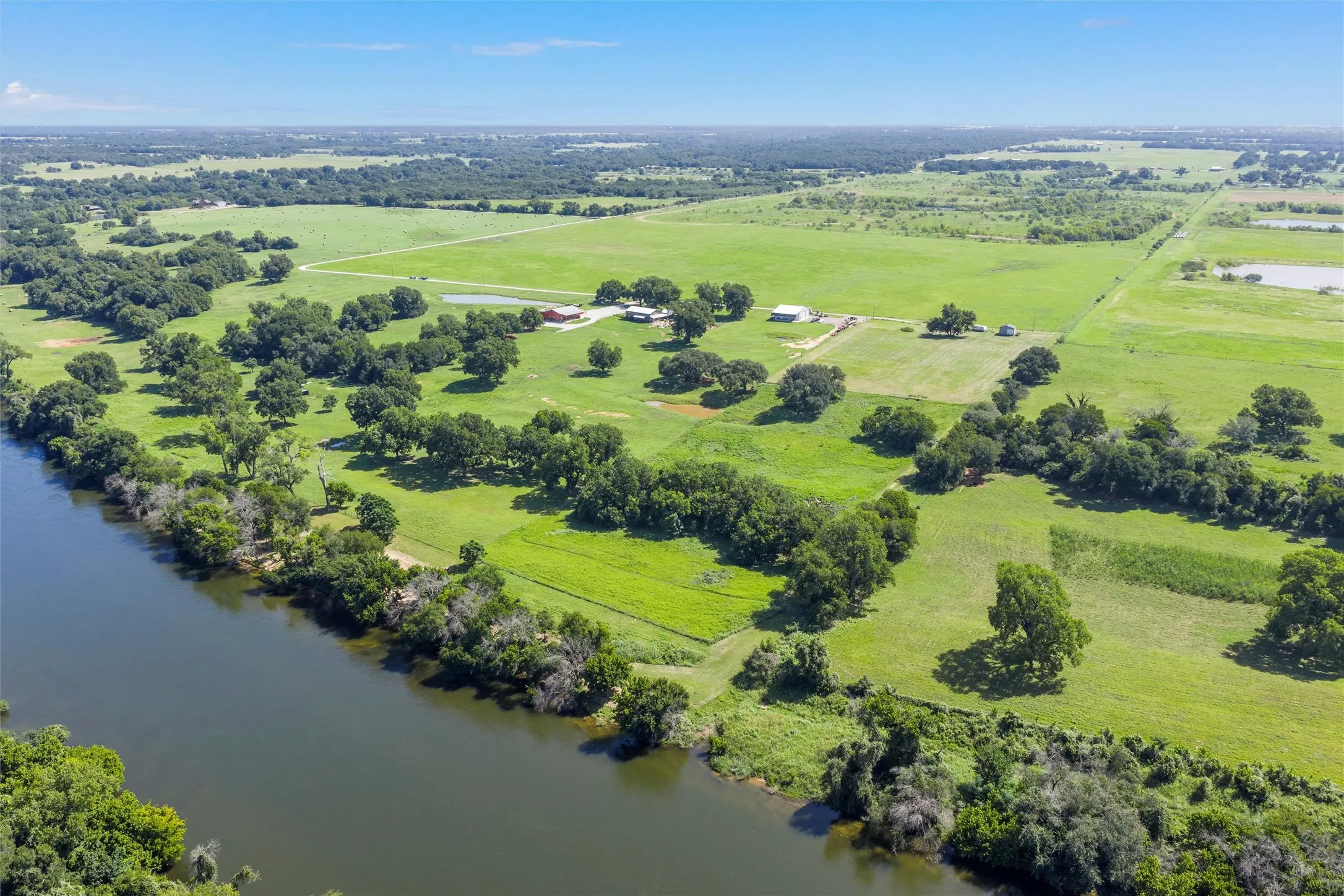 Overview of rural landscape with a large body of water