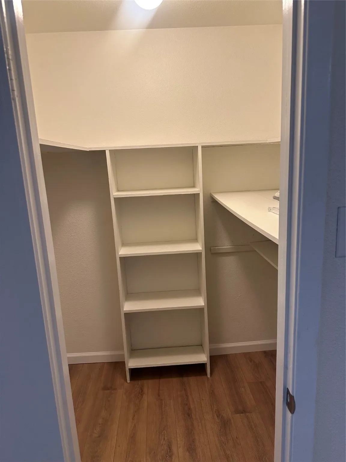 Walk in closet featuring wood finished floors