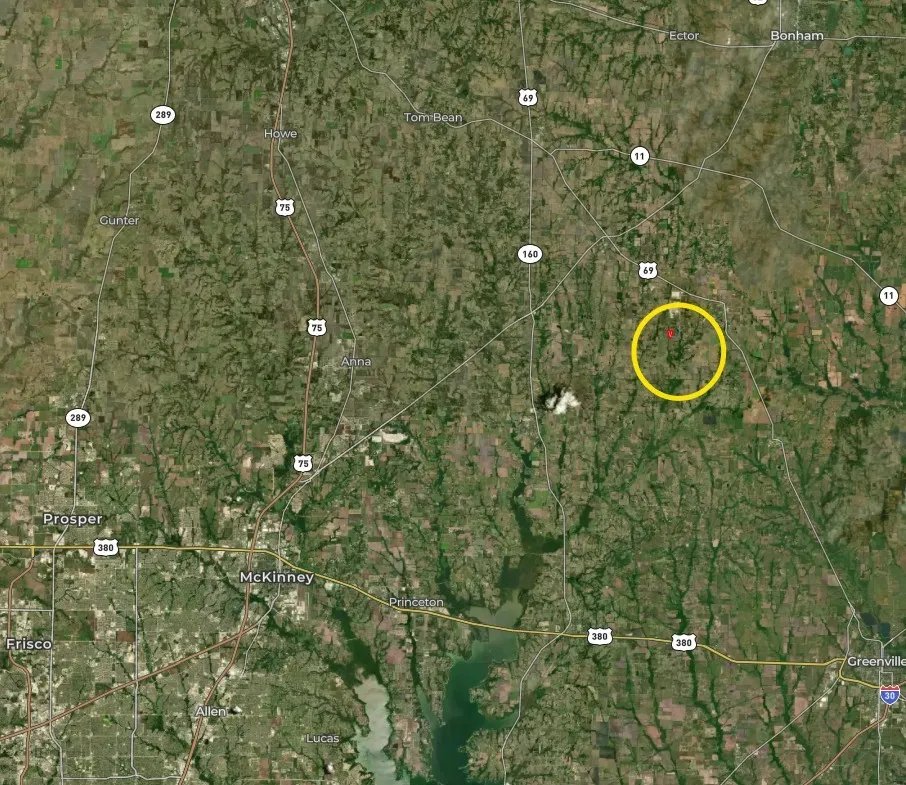 Aerial view of property's location