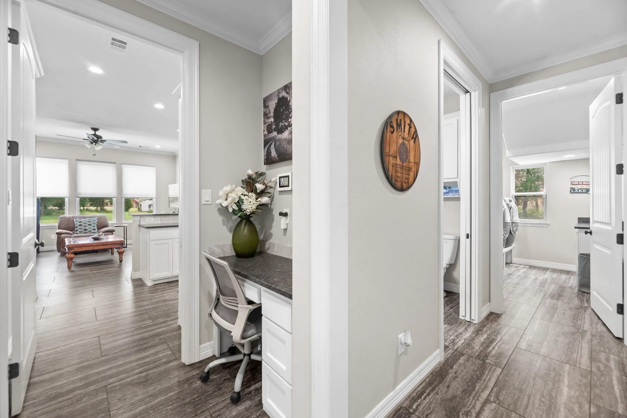 This built in desk area is a great place to work from home or research your next recipe!