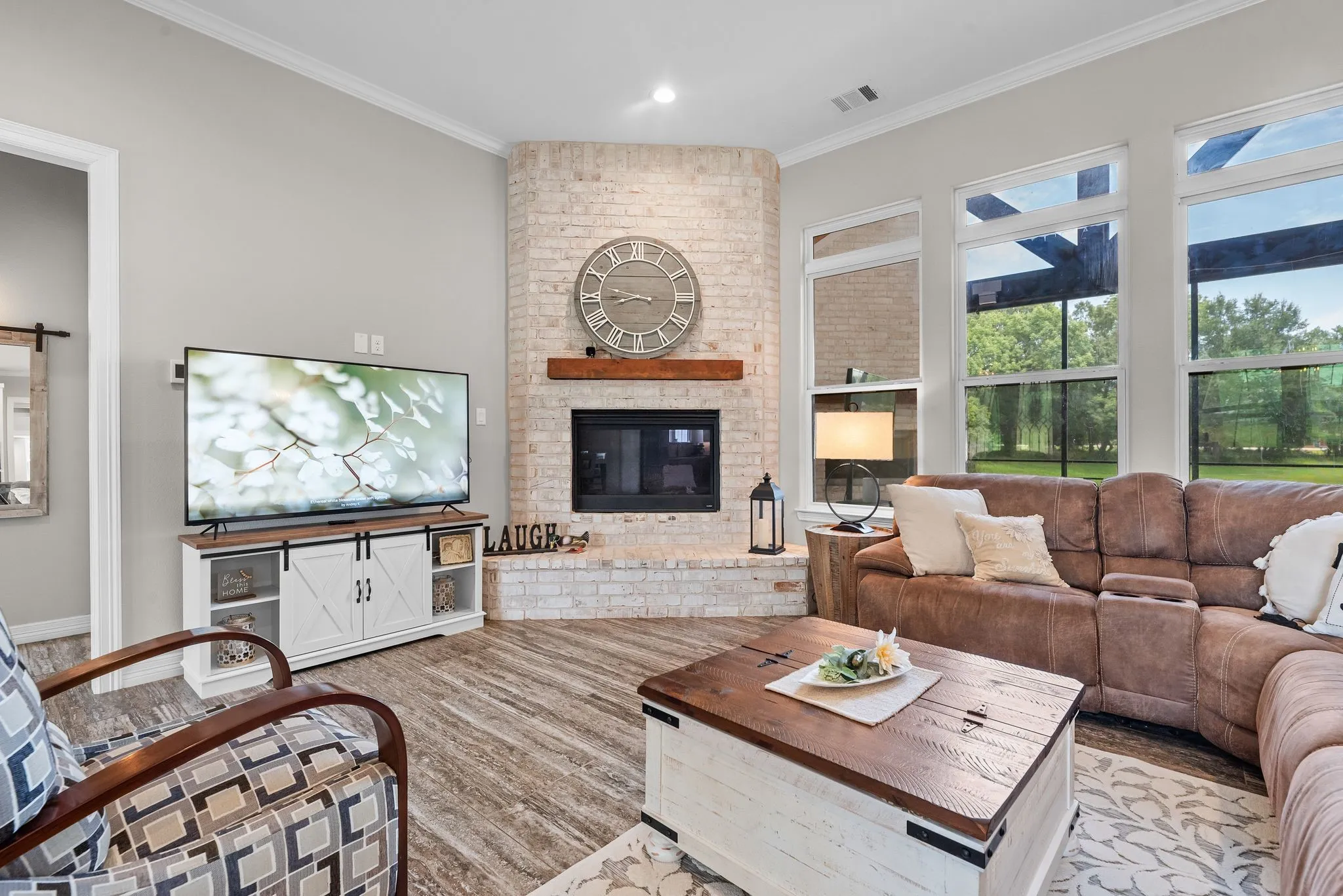 The gas fireplace is perfect for cozy nights watching movies or family game night!