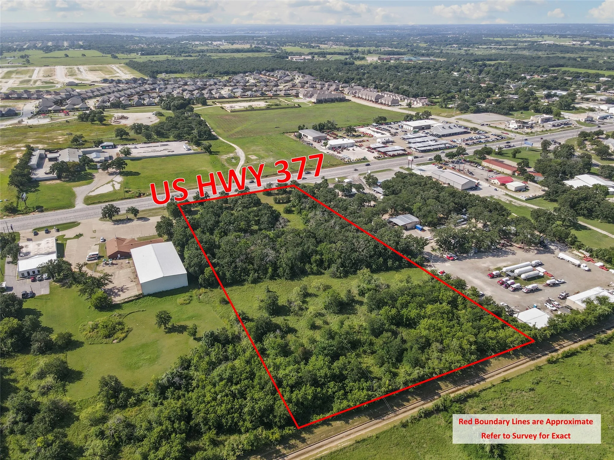 Aerial overview of property's location with property boundaries highlighted