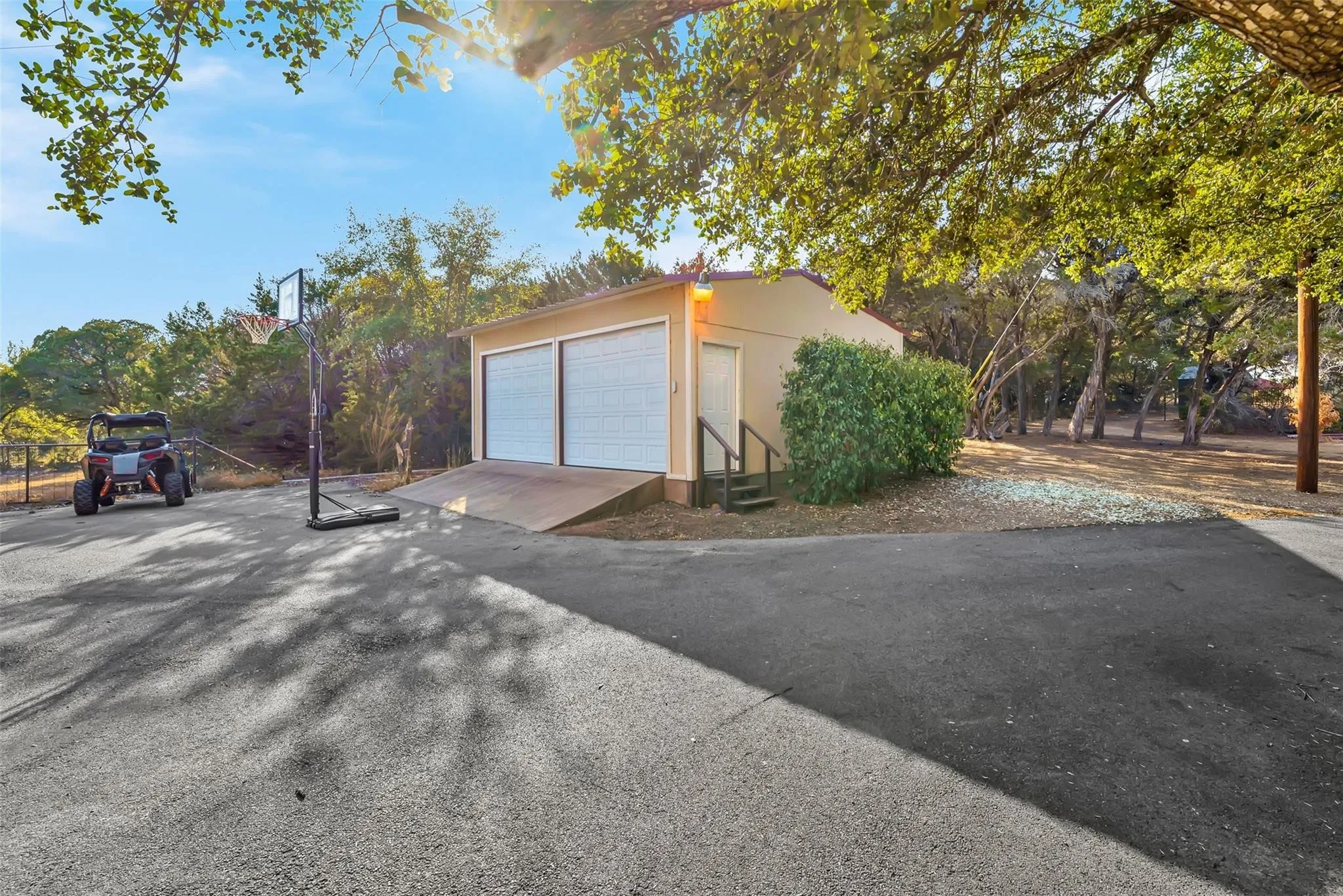 View of detached garage