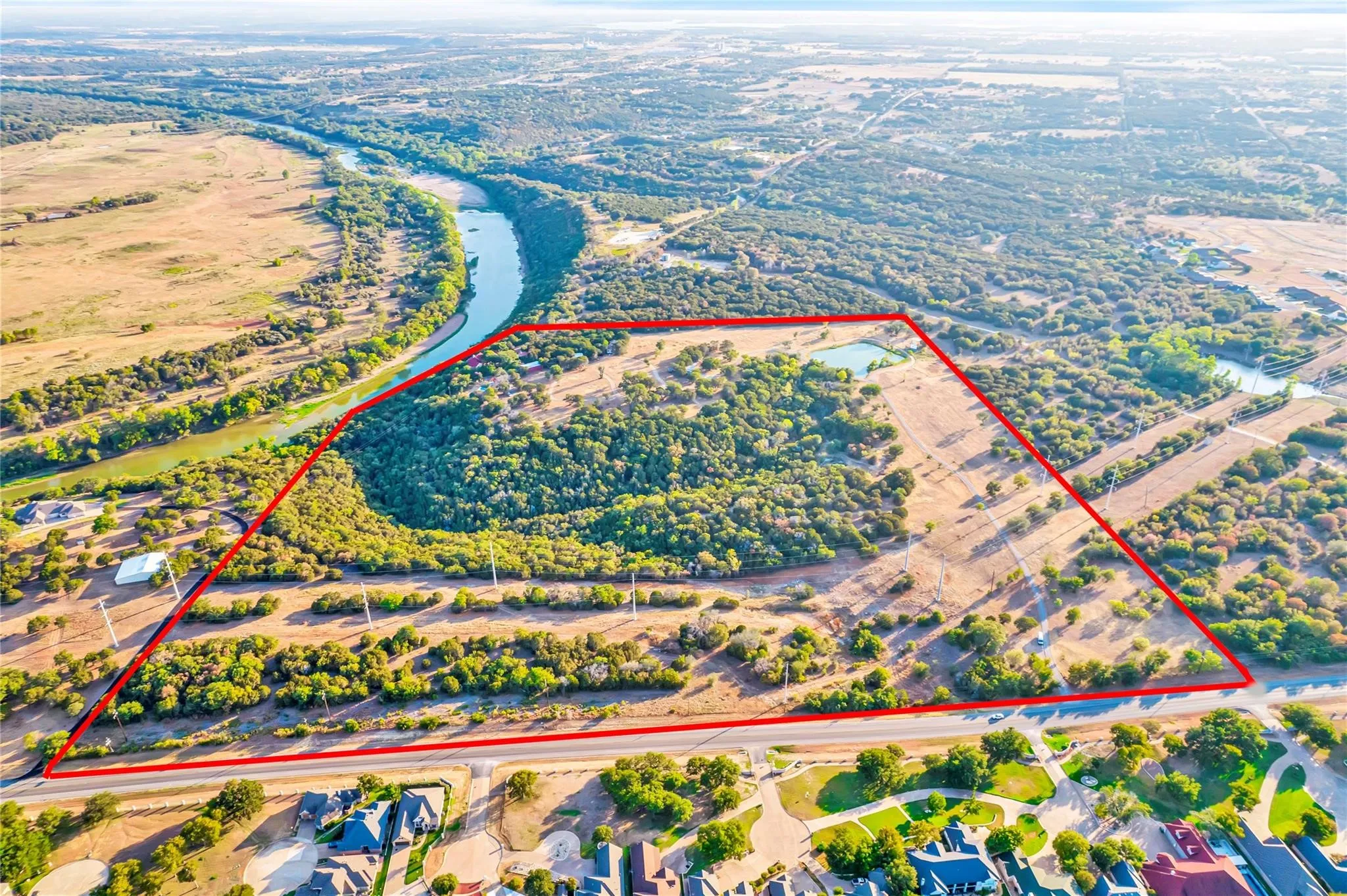 Aerial view of property's location on the Brazos