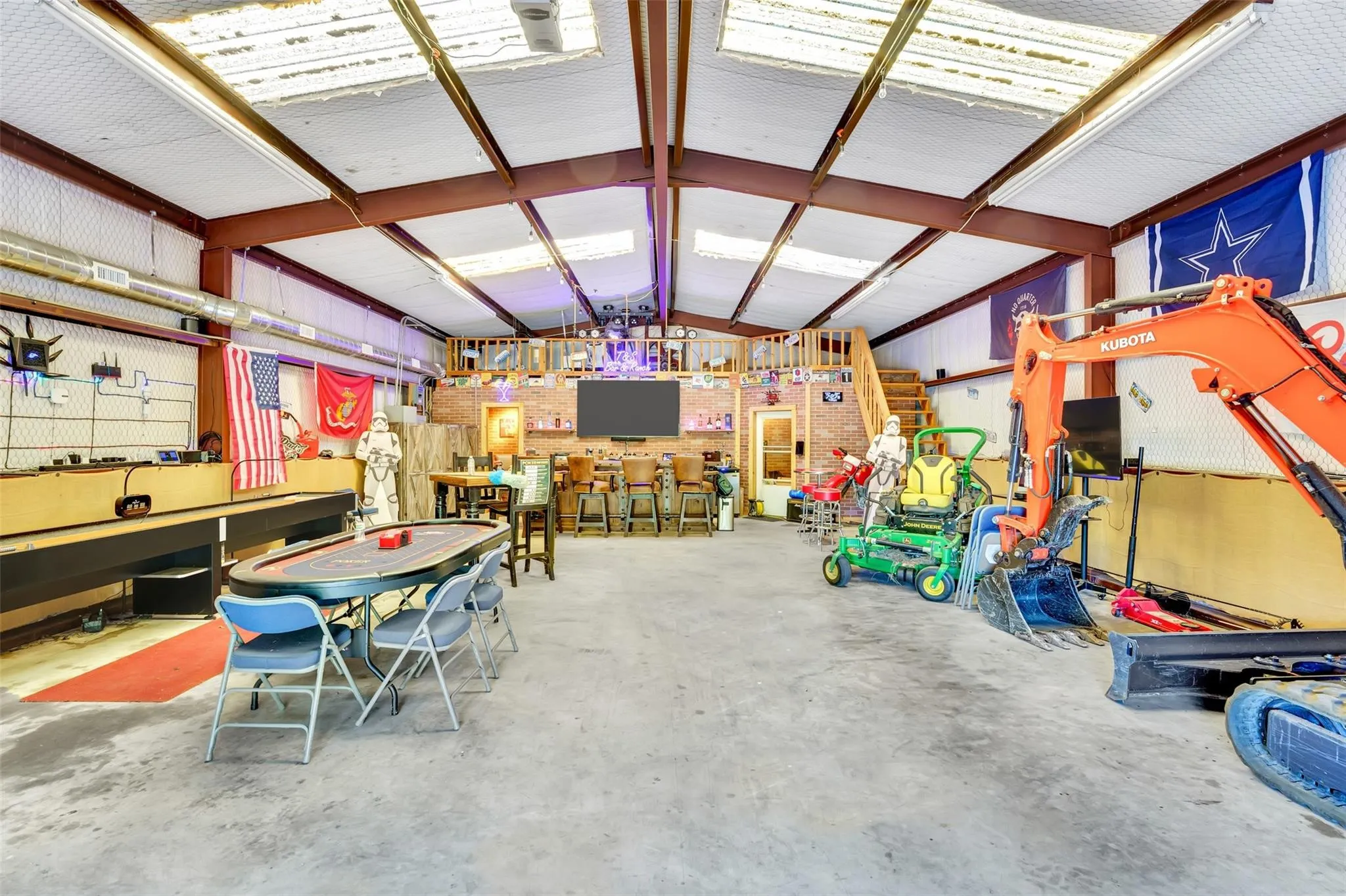 Garage with a workshop area