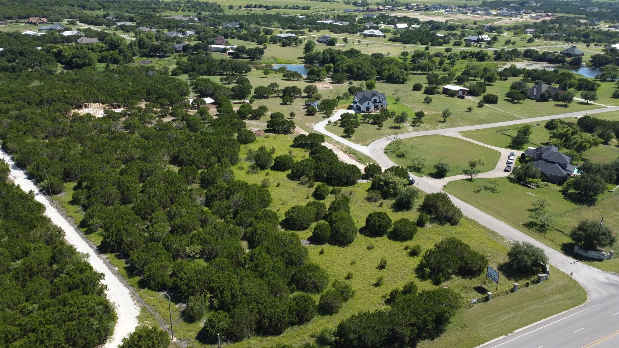 Bird's eye view of a nearby body of water