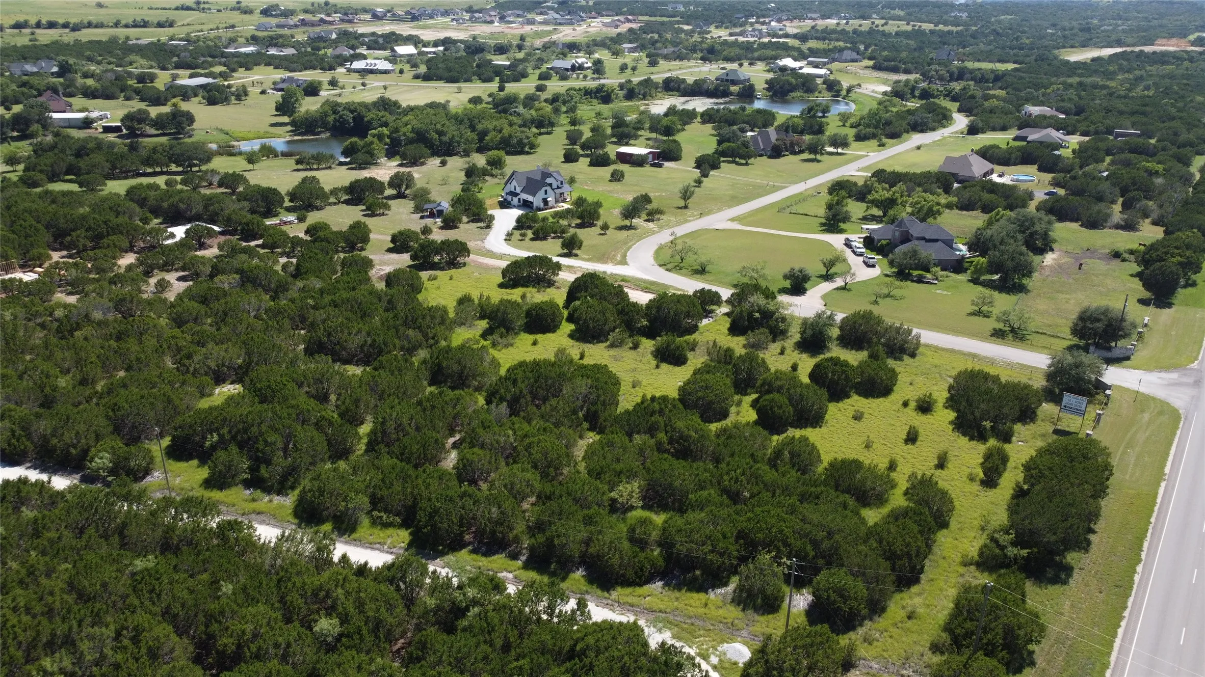 Bird's eye view of a nearby body of water