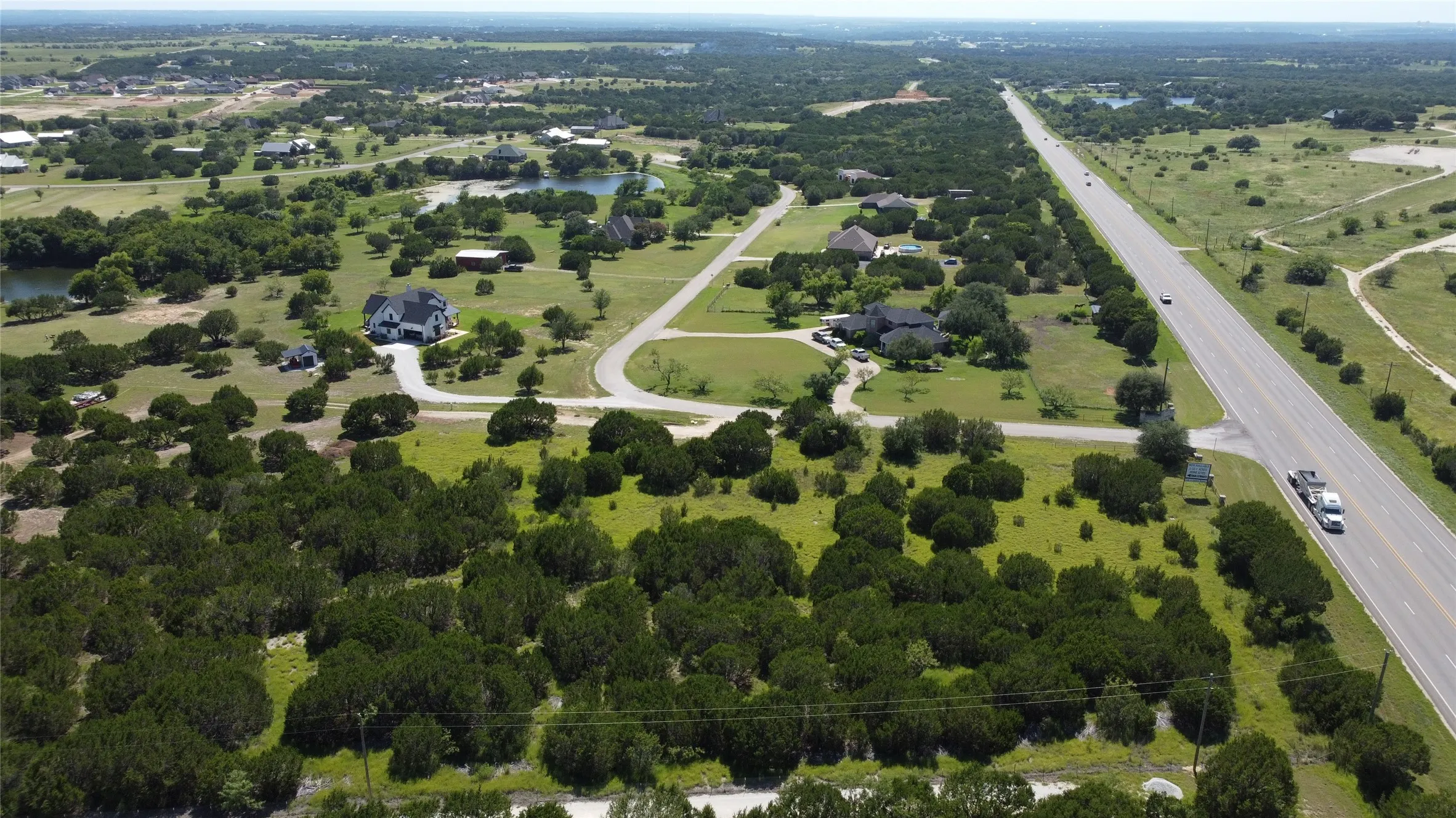 Aerial view of a large body of water