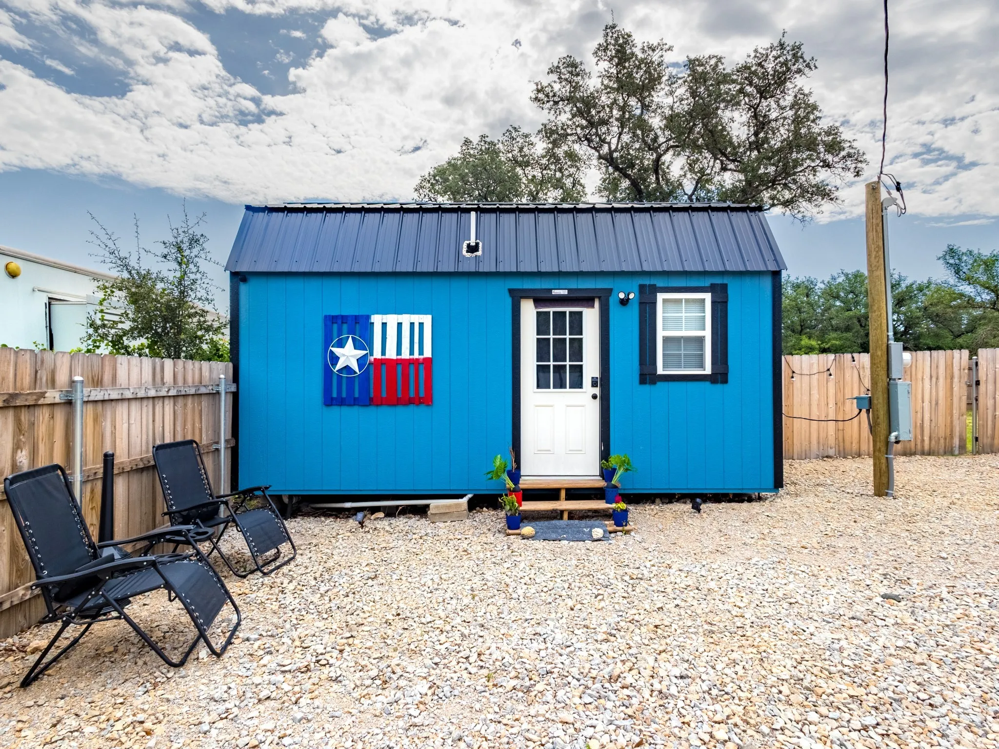 The cabins are constructed on pier and beam foundations and topped with durable metal roofs.