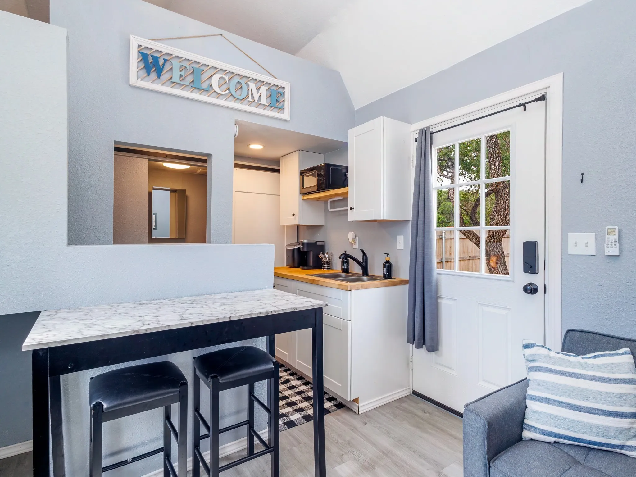 They are fully furnished with appliances, bedding, towels, fold-out couches, dishes, coffee makers, and ice machines.