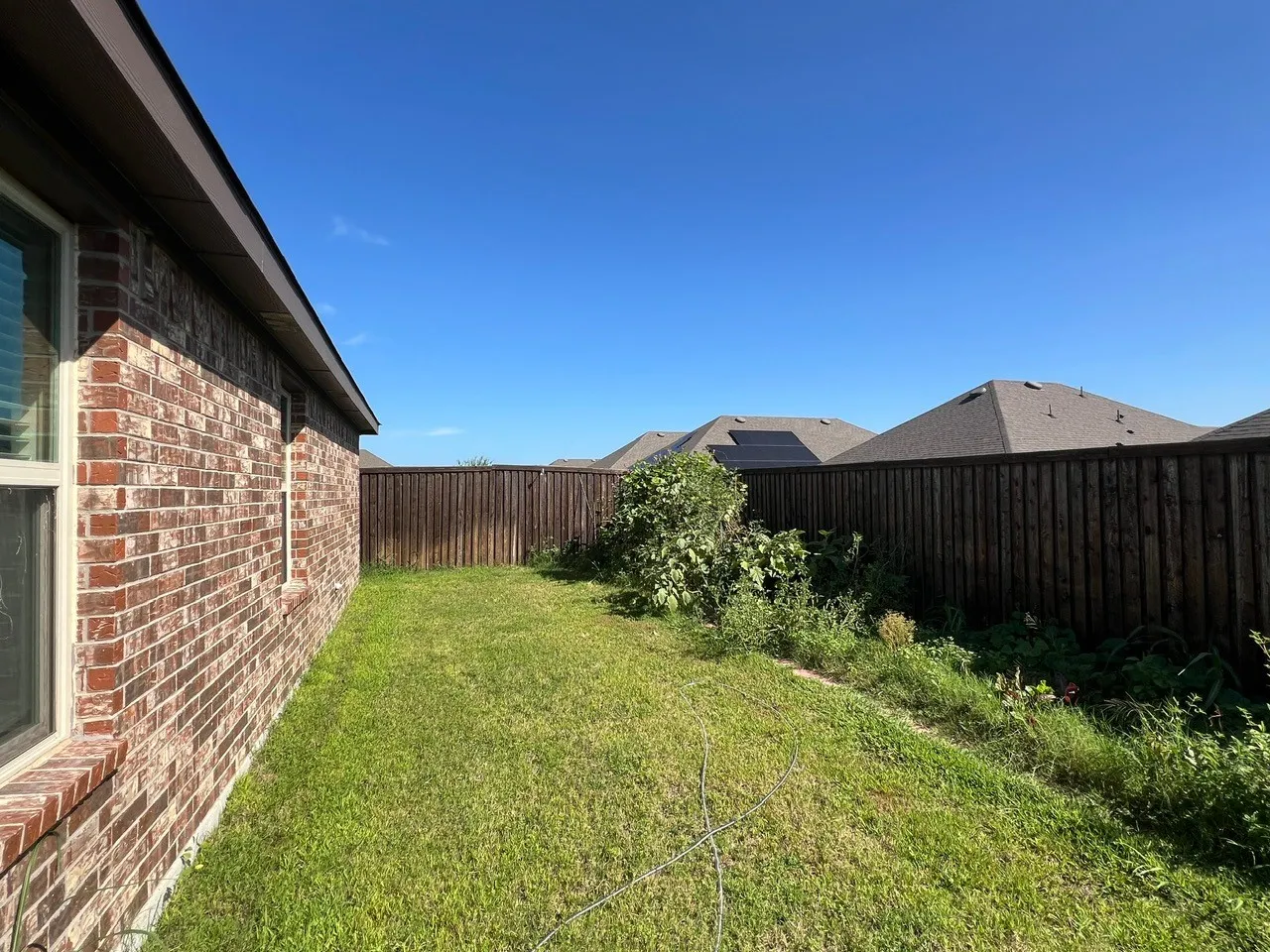 View of fenced backyard