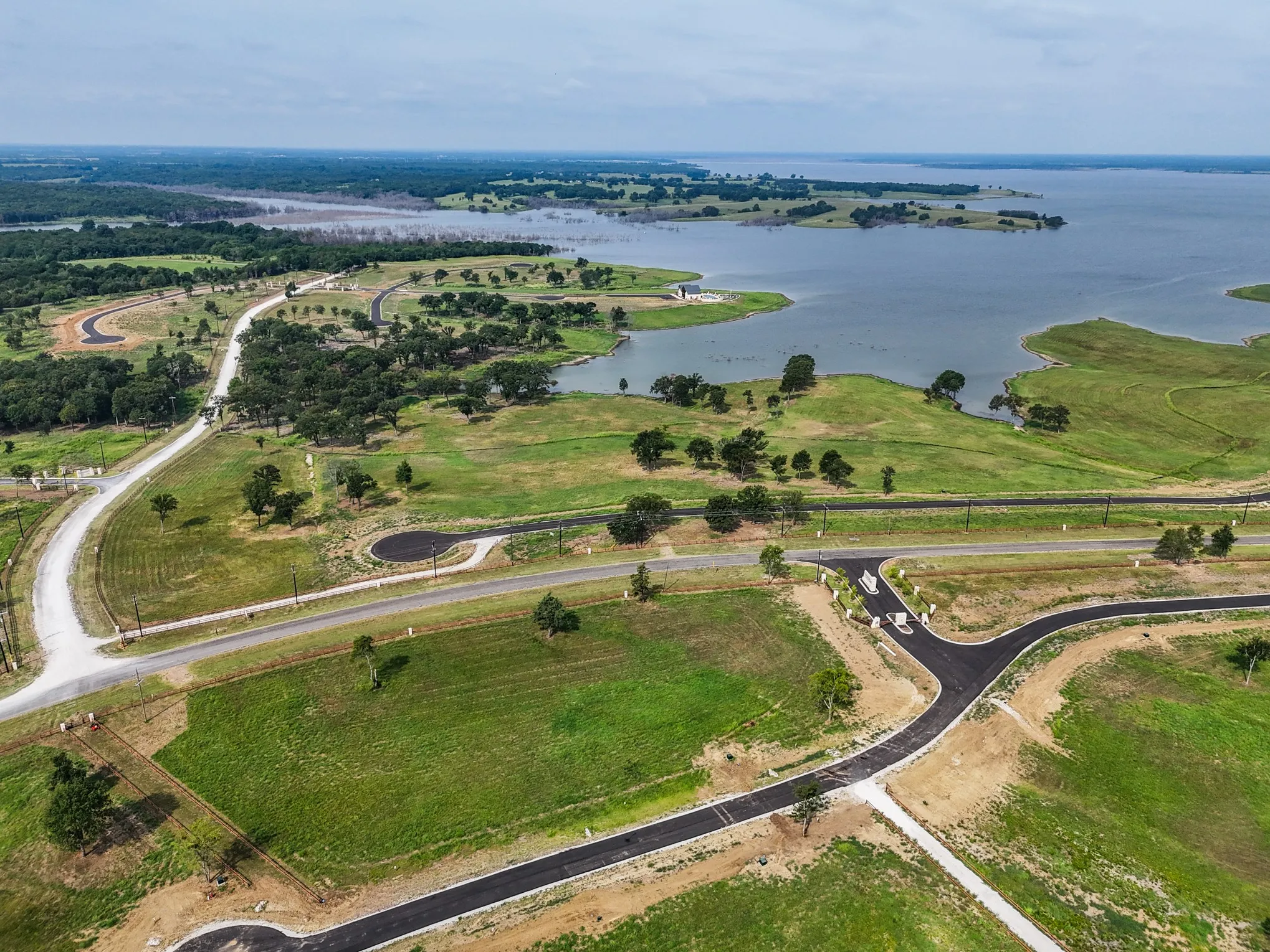 Aerial view of a large body of water