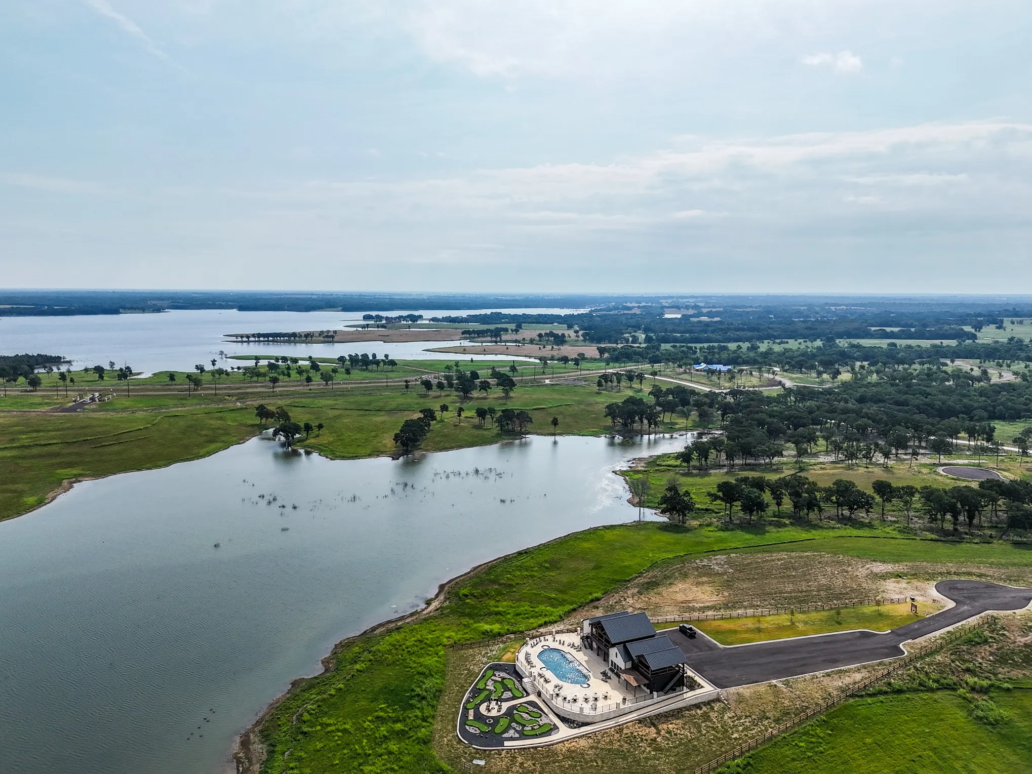Drone / aerial view of a nearby body of water