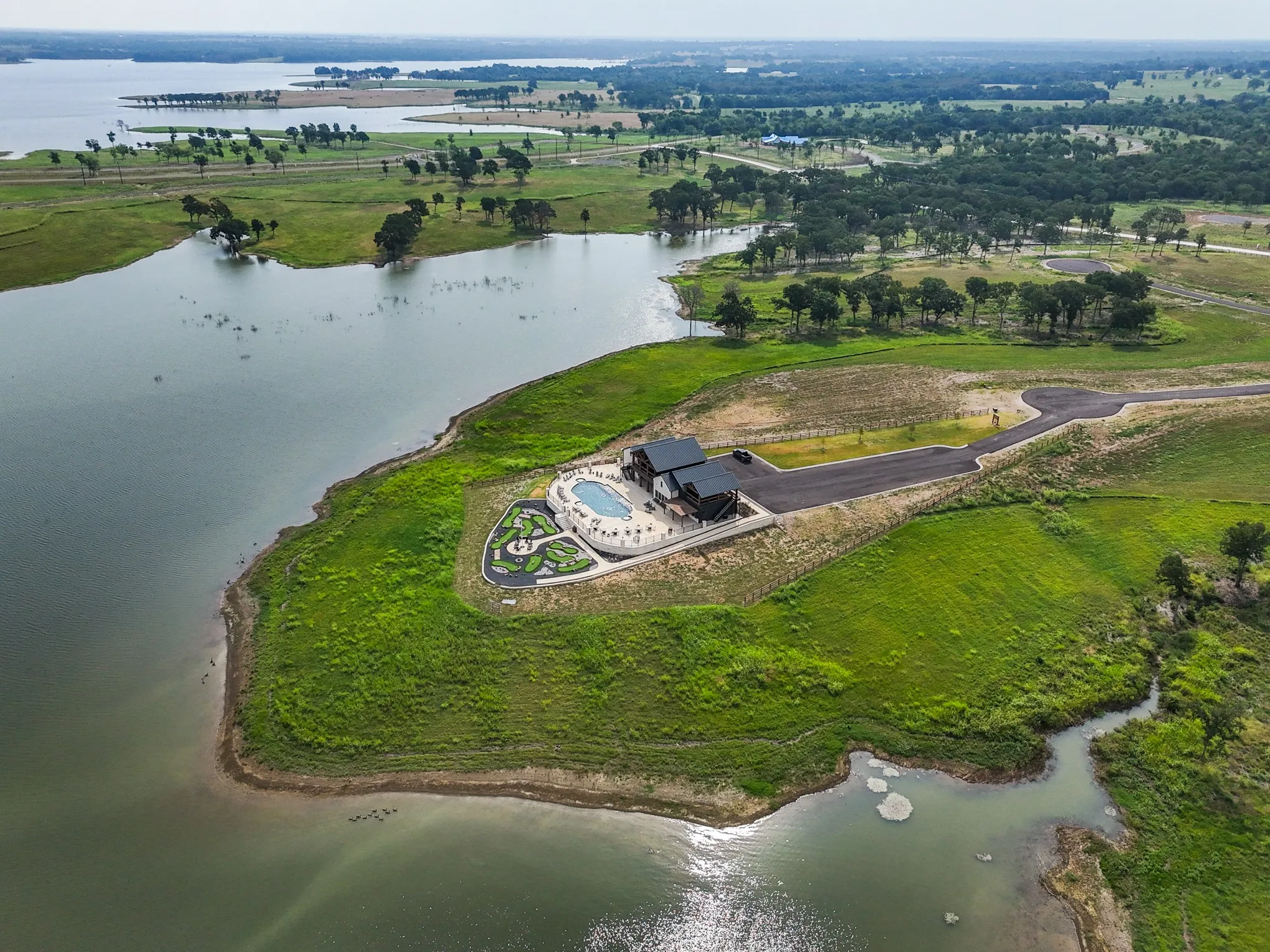 Drone / aerial view of a large body of water