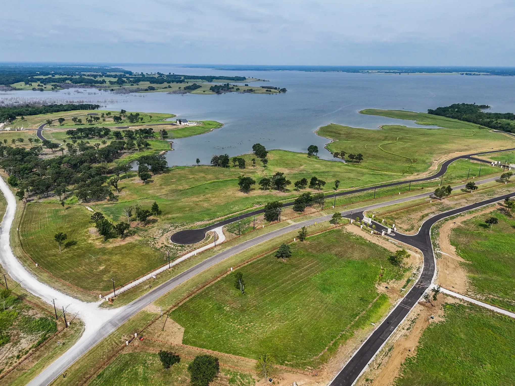 Aerial view of a large body of water