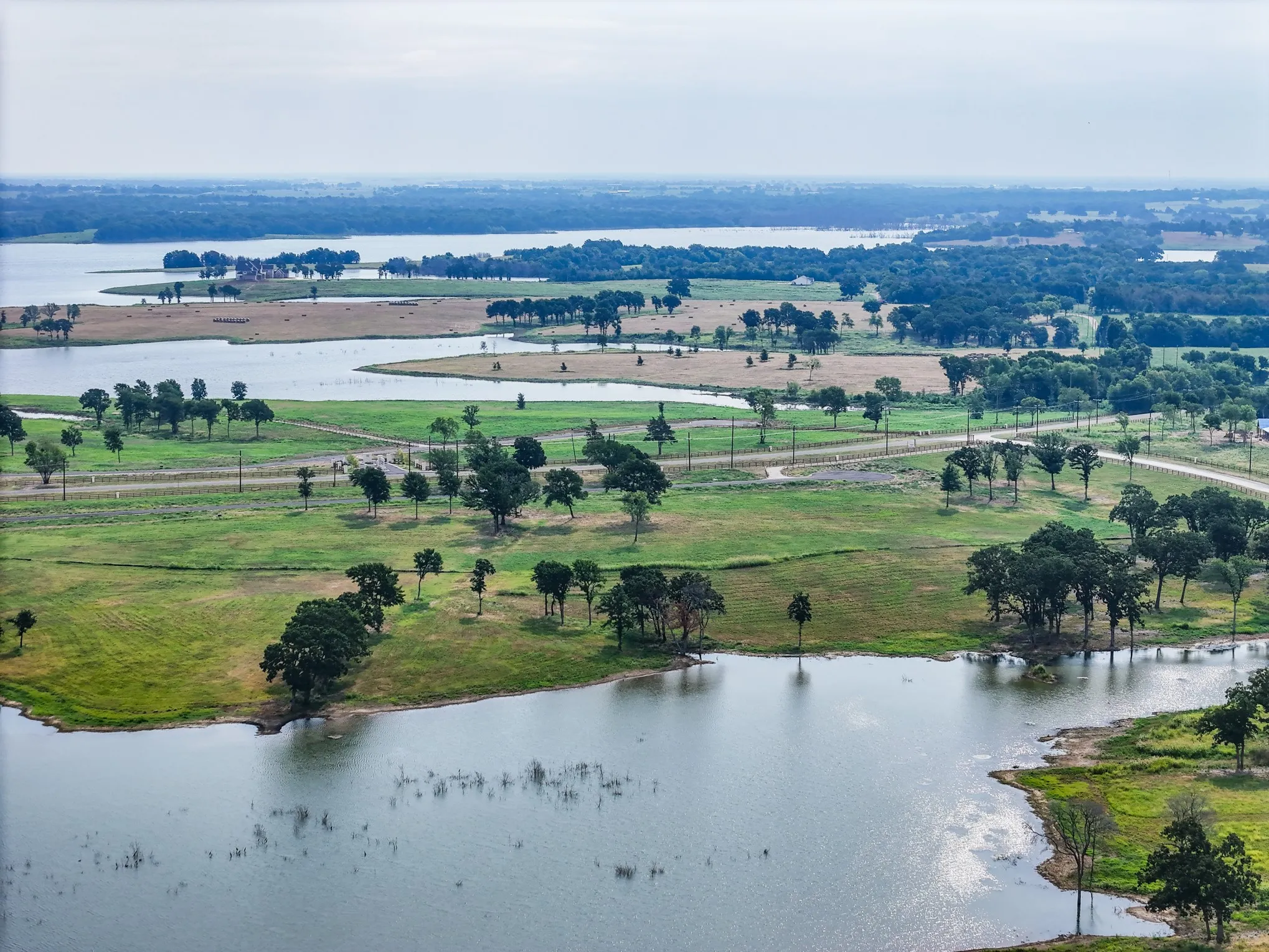 Aerial view of a large body of water