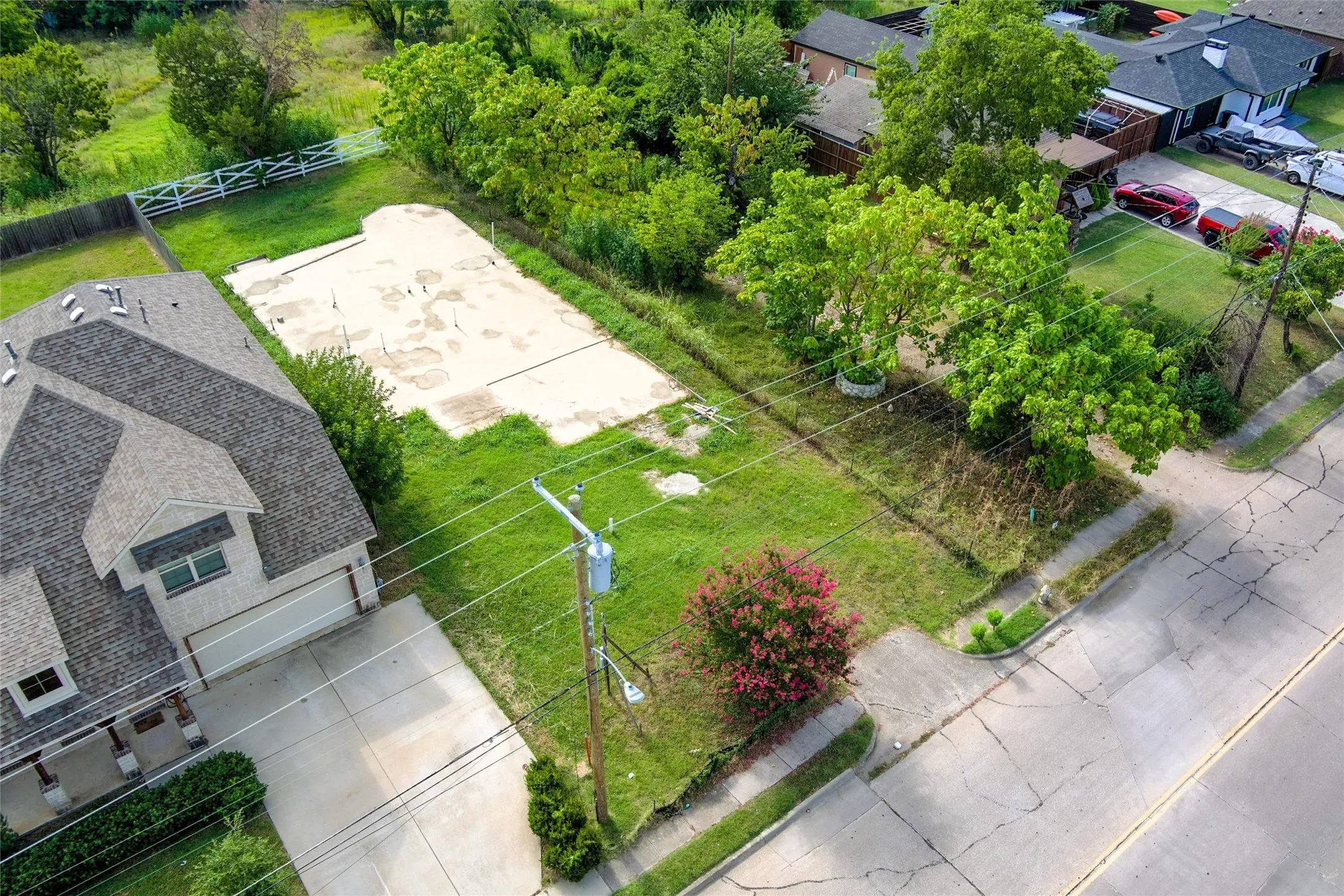 Aerial perspective of suburban area