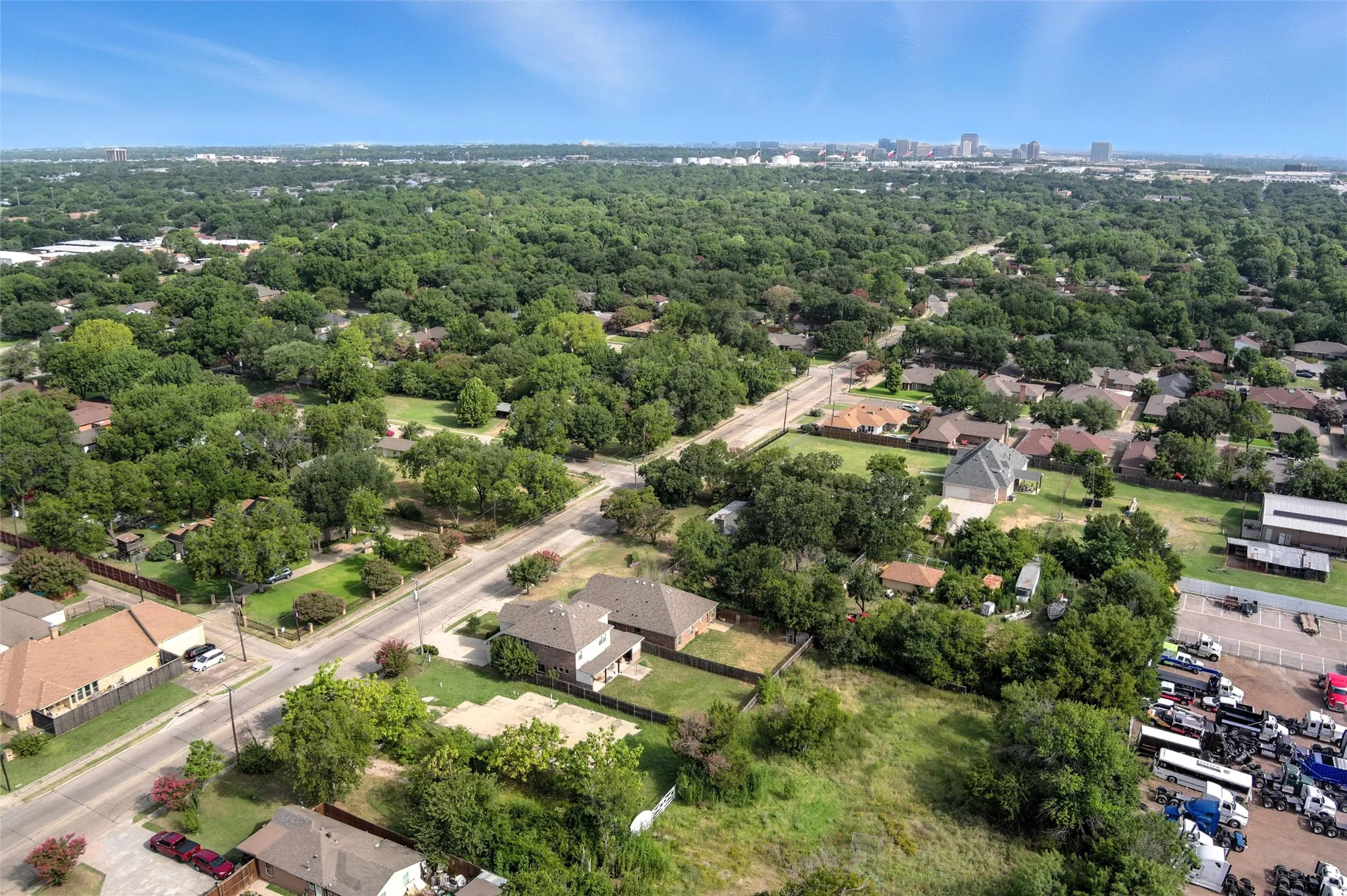 Aerial perspective of suburban area