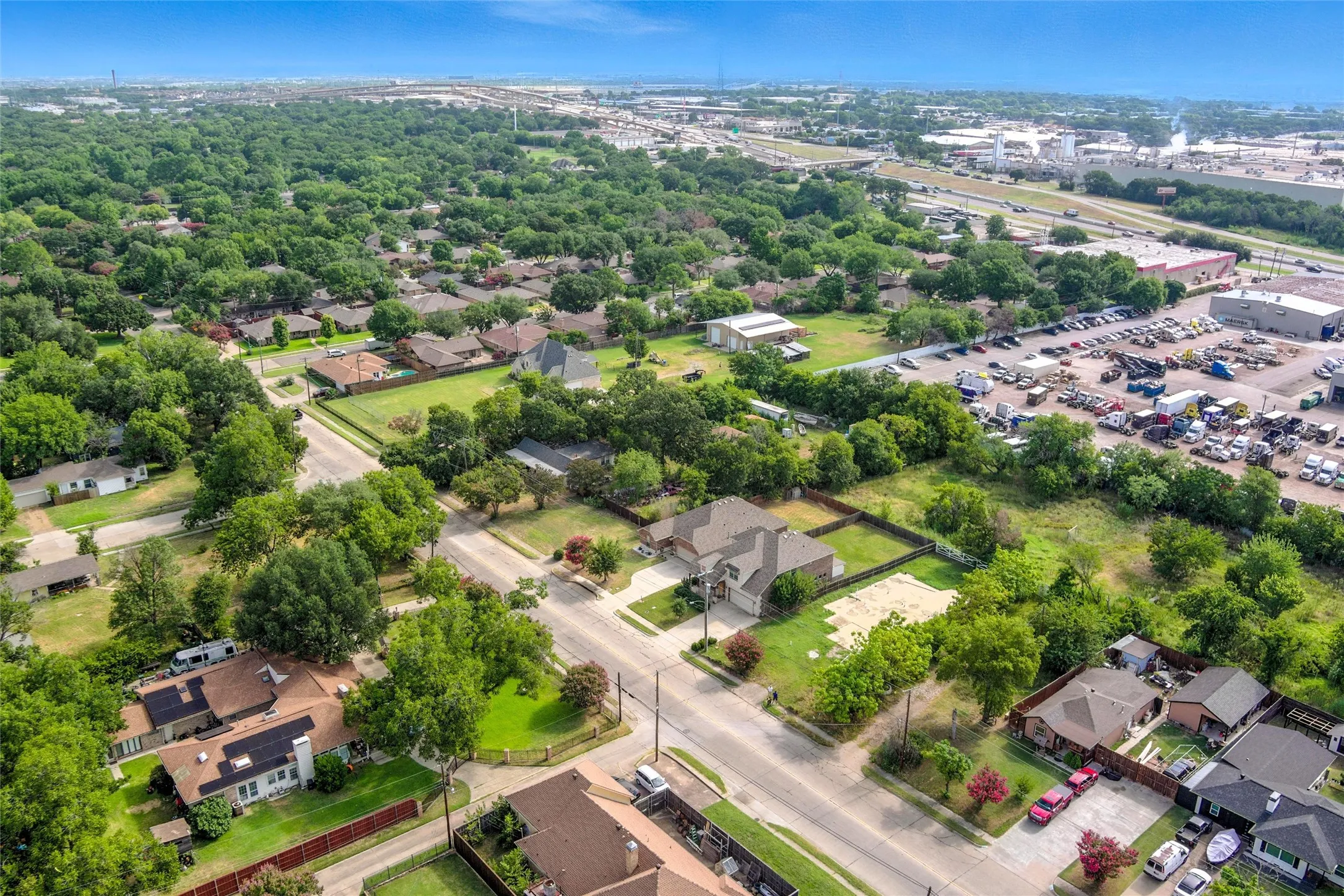 Aerial view of residential area